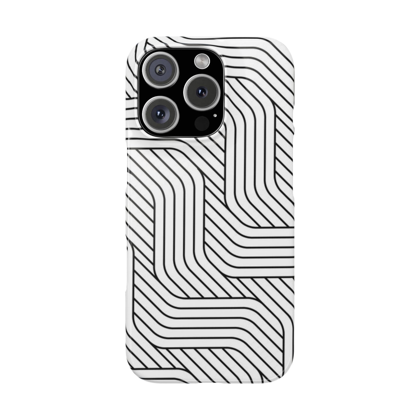 Stylish Geometric Slim Phone Case - Sleek Black and White Design for Minimalist Aesthetics