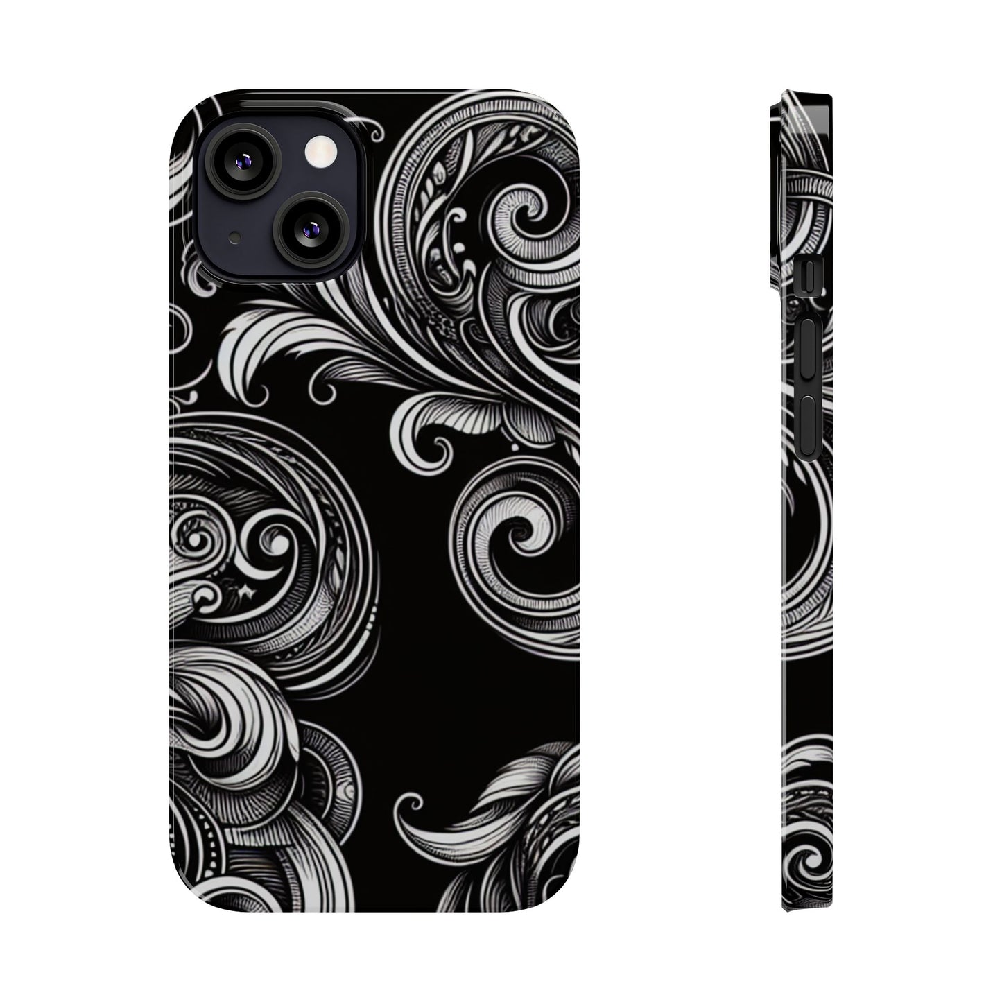 Elegant Black Swirl Slim Phone Case - Artistic Design for All Occasions