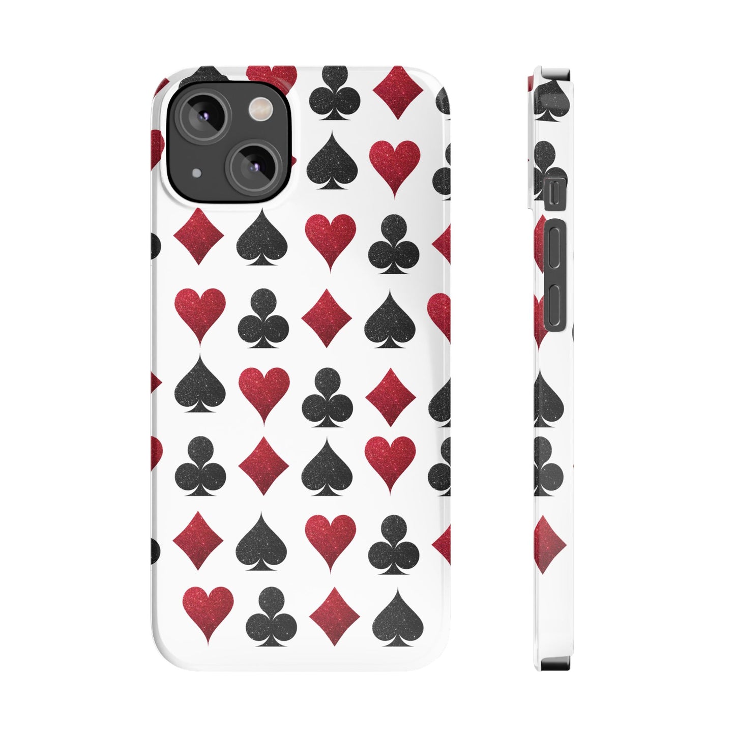 Stylish Playing Card Slim Phone Case - Red & Black Design