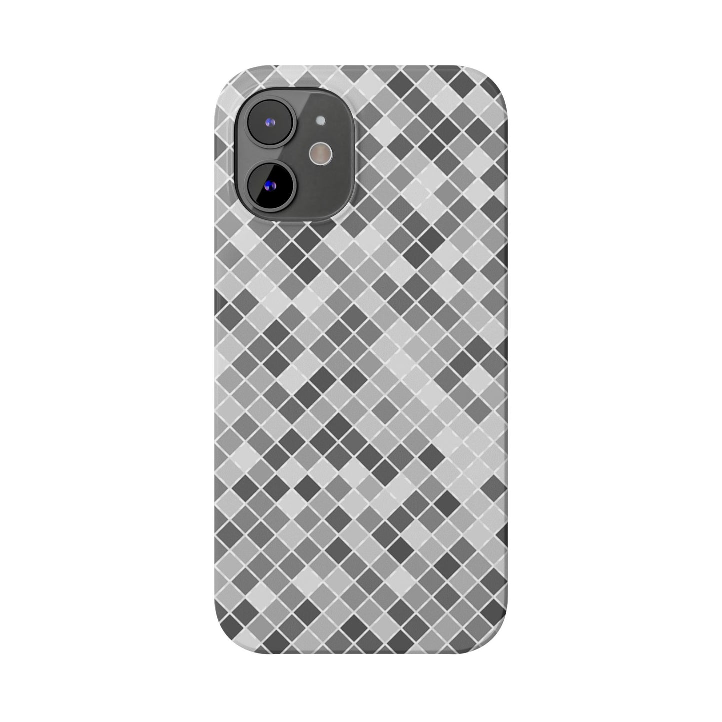 Chic Grey Mosaic Slim Phone Case - Stylish Protection for Modern Lifestyle