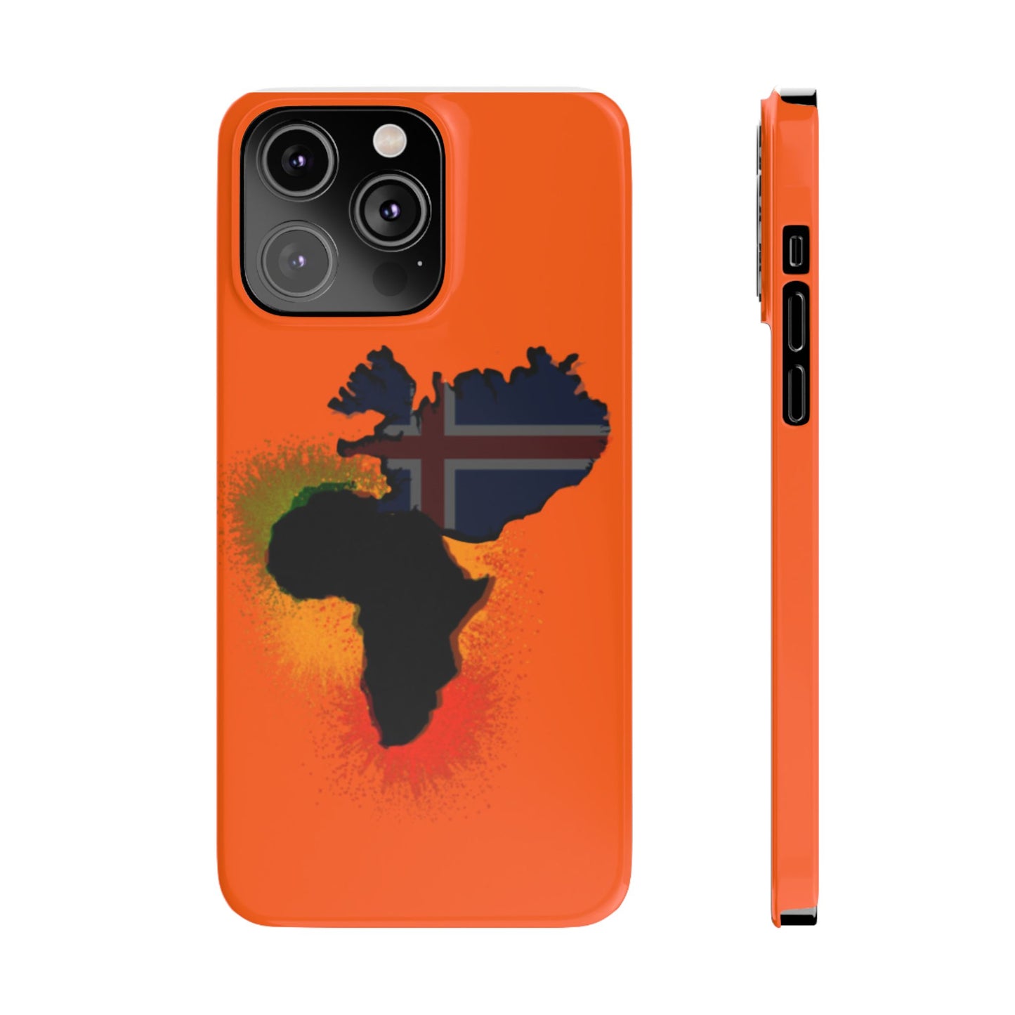 Bold African Map Slim Phone Case with Icelandic Flag