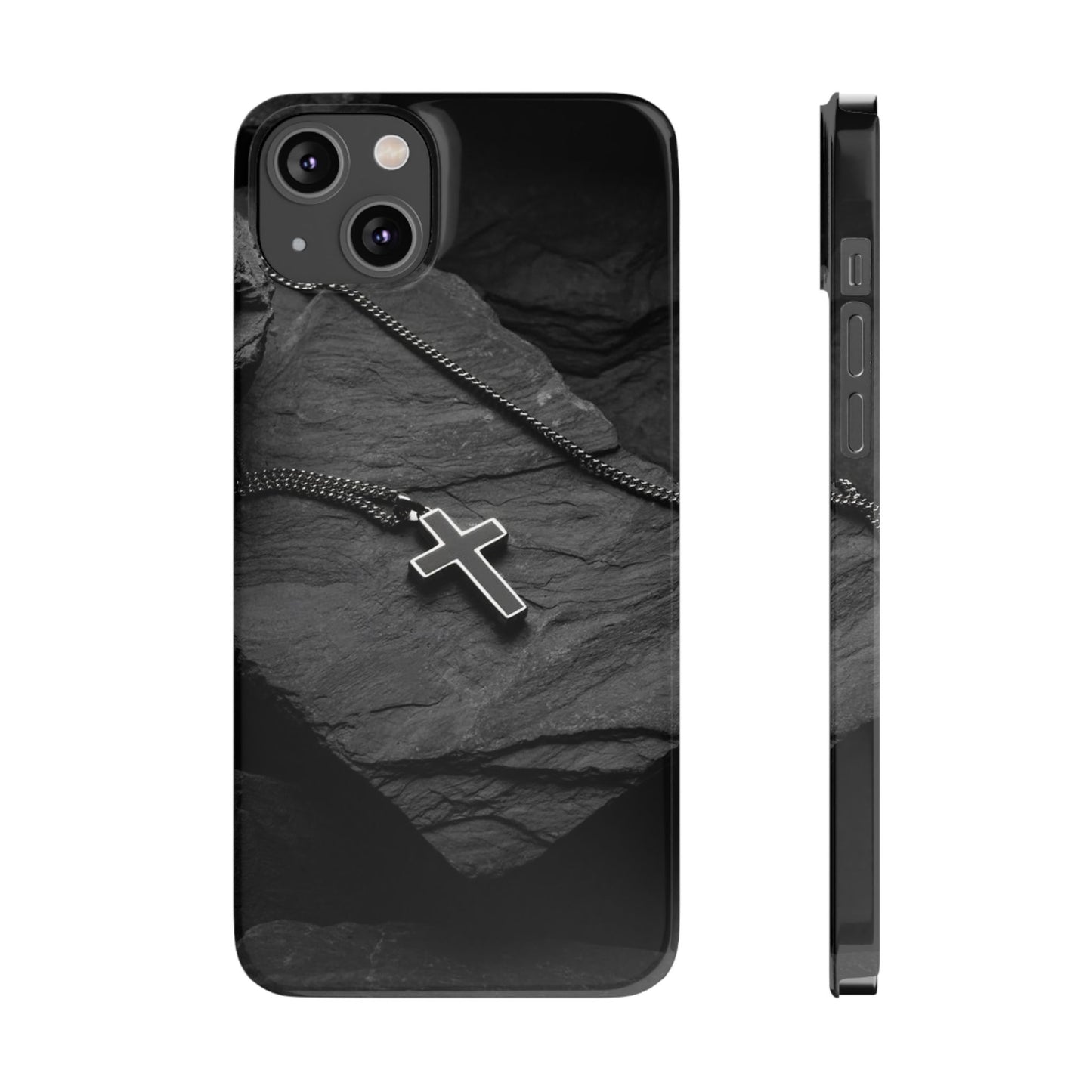 Minimalist Black Cross Slim Phone Case - Stylish & Modern Design