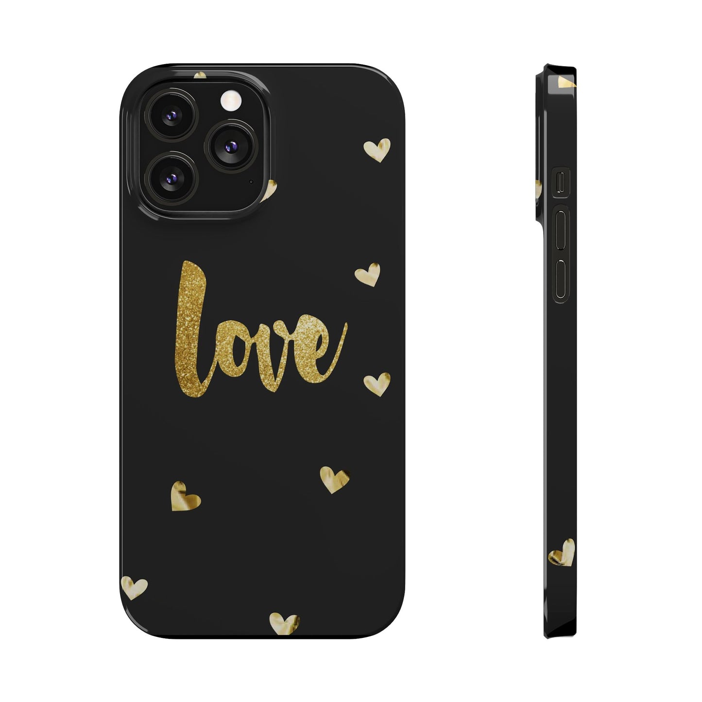 Glitter Love Slim Phone Case - Stylish Black Love Design