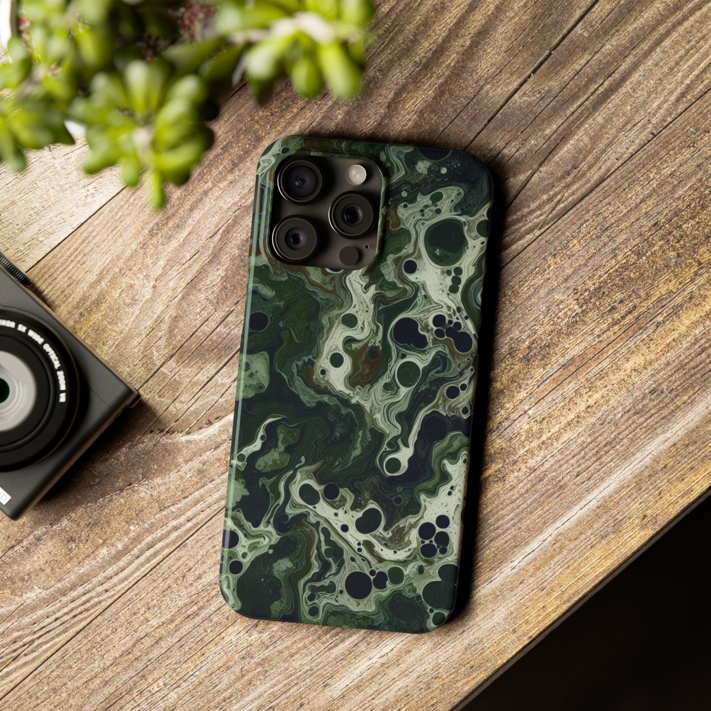 Marbled Green Slim Phone Case - Stylish Protection for Nature Lovers