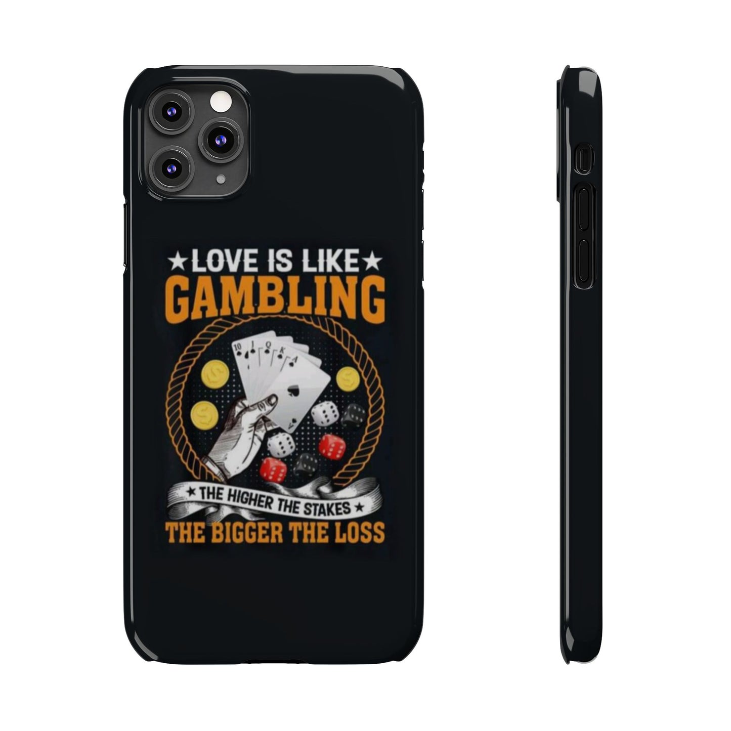 Gambling-Themed Slim Phone Case - 'Love is Like Gambling' Design