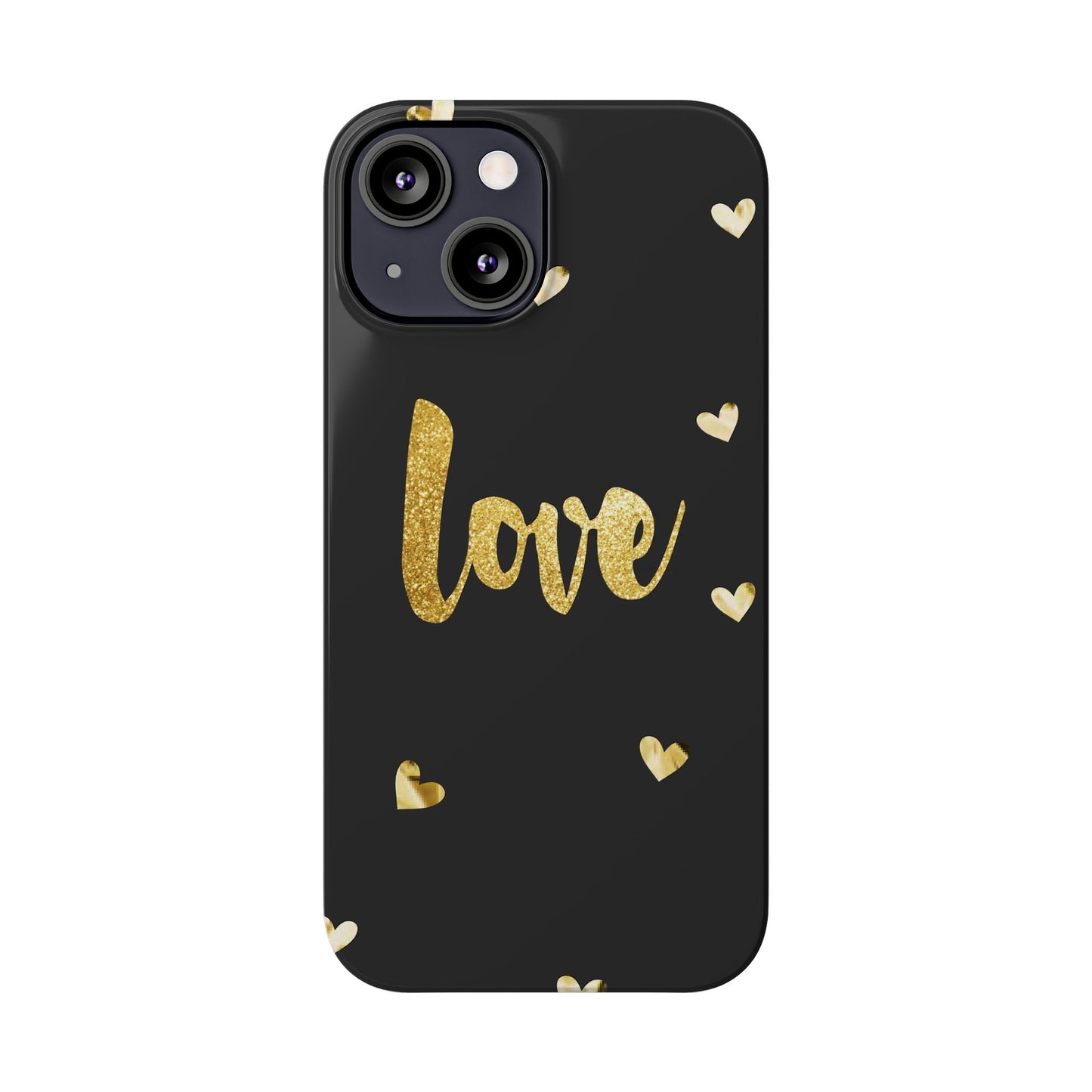 Glitter Love Slim Phone Case - Stylish Black Love Design