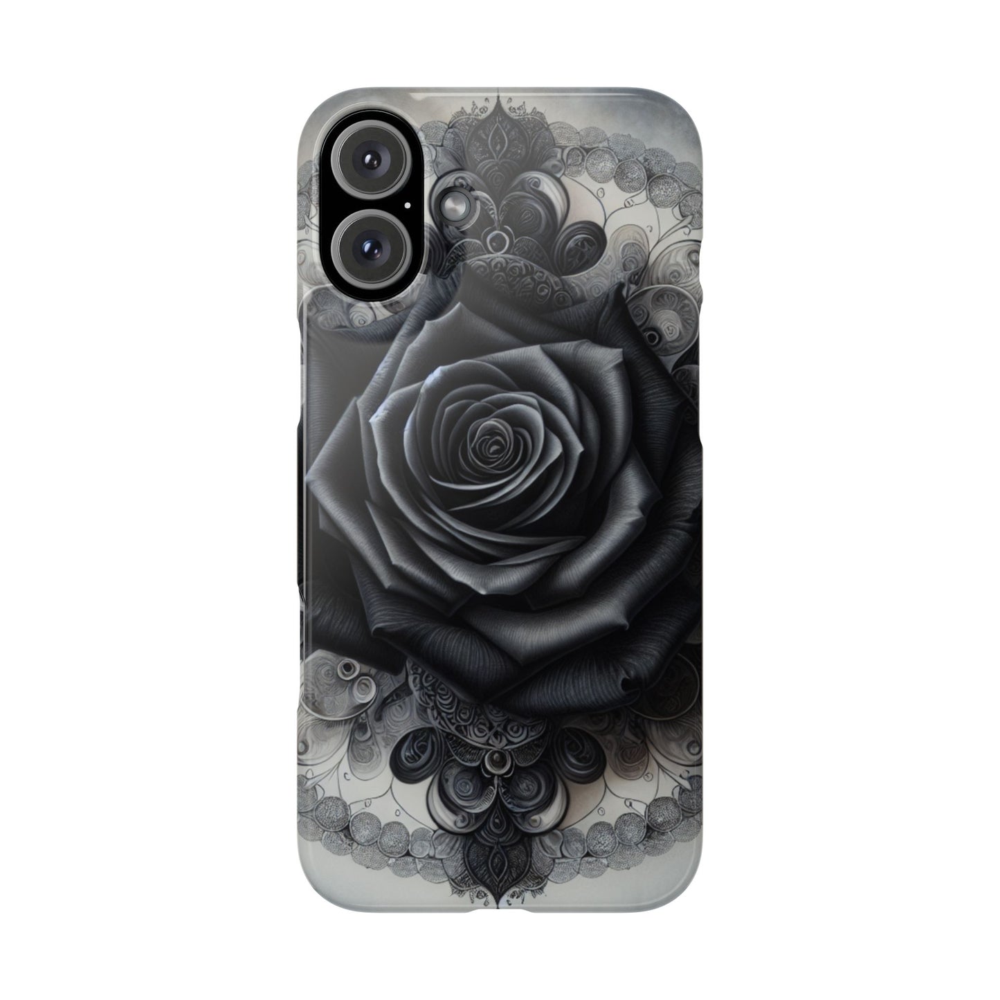 Elegant Black Rose Slim Phone Case for Stylish Protection