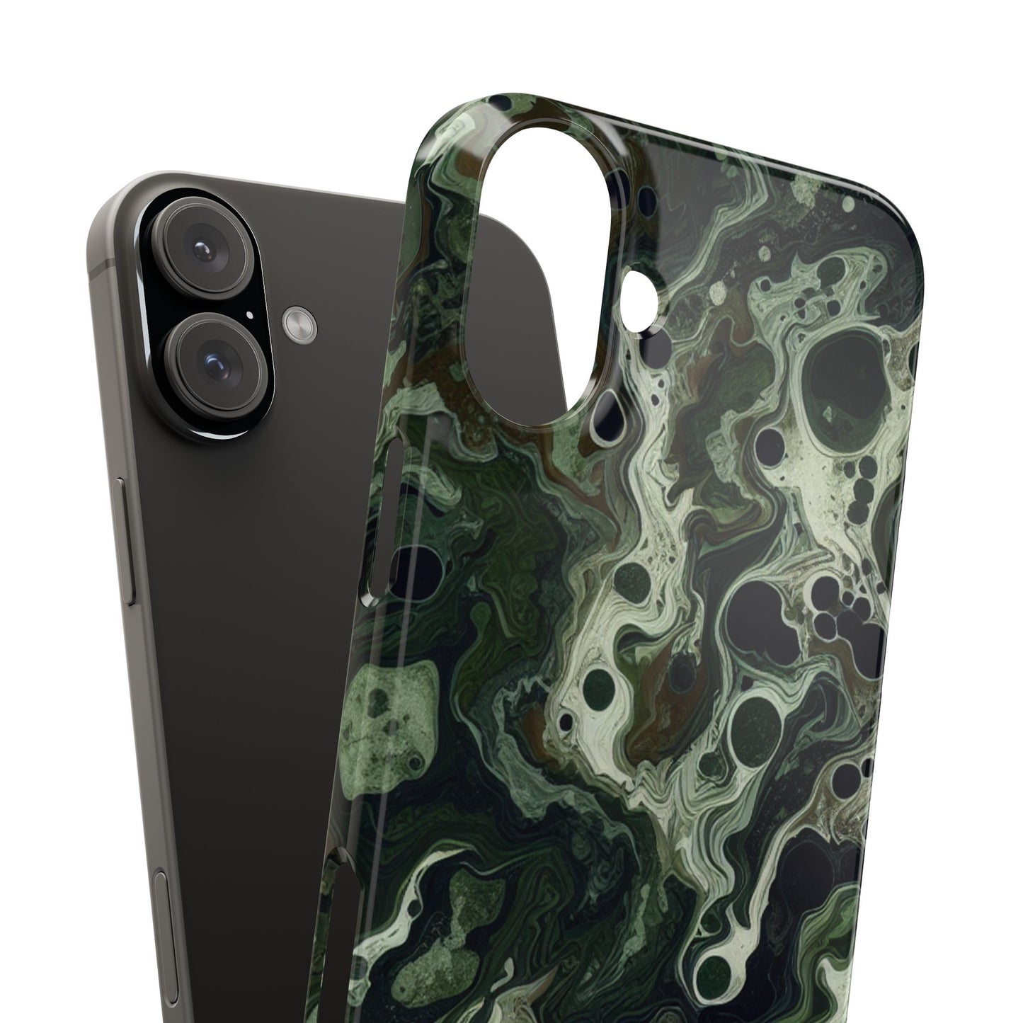 Marbled Green Slim Phone Case - Stylish Protection for Nature Lovers