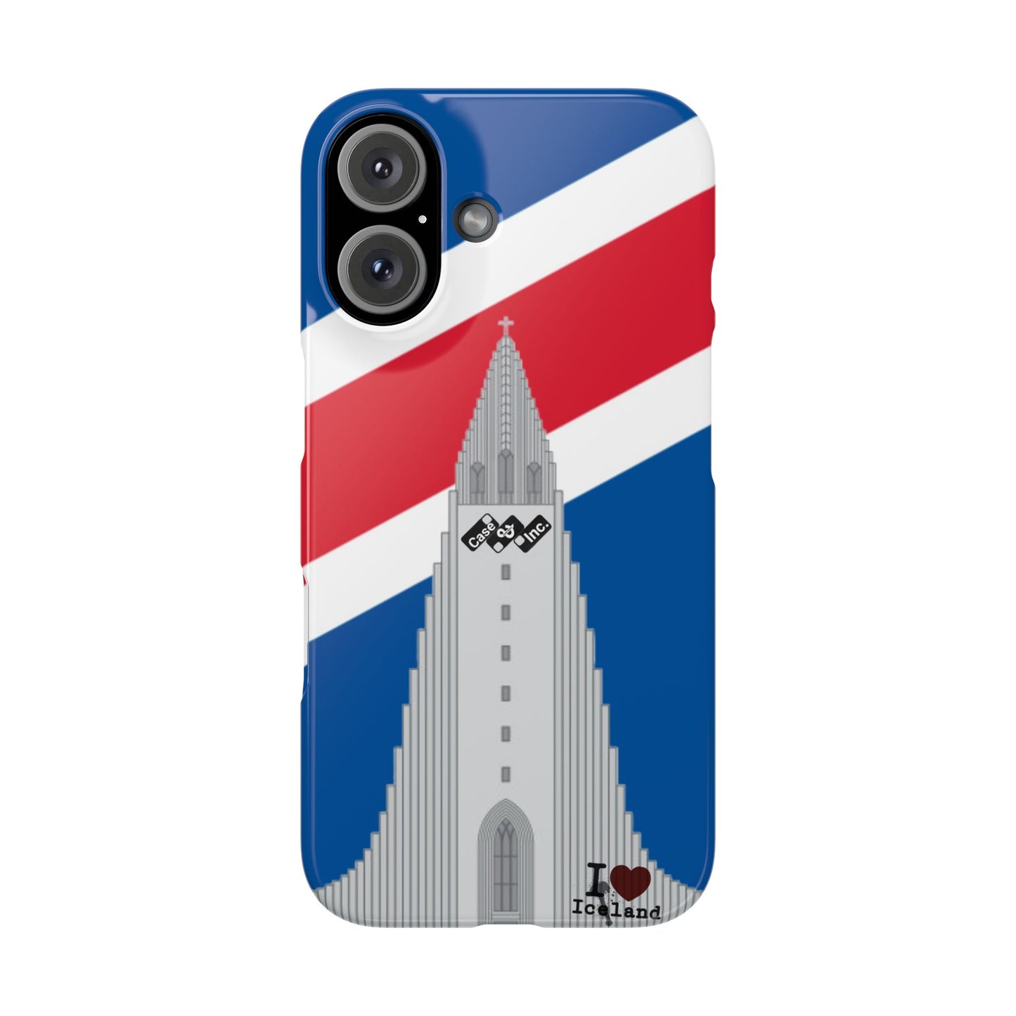 I Love Iceland Slim Phone Case - Colorful Reykjavík Landmark Design