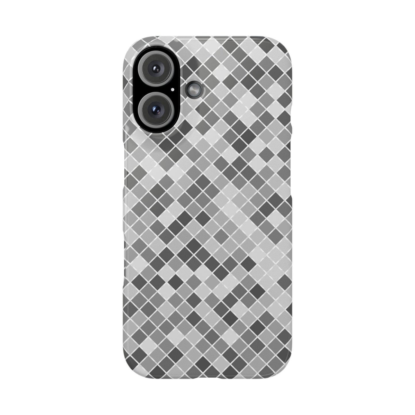 Chic Grey Mosaic Slim Phone Case - Stylish Protection for Modern Lifestyle