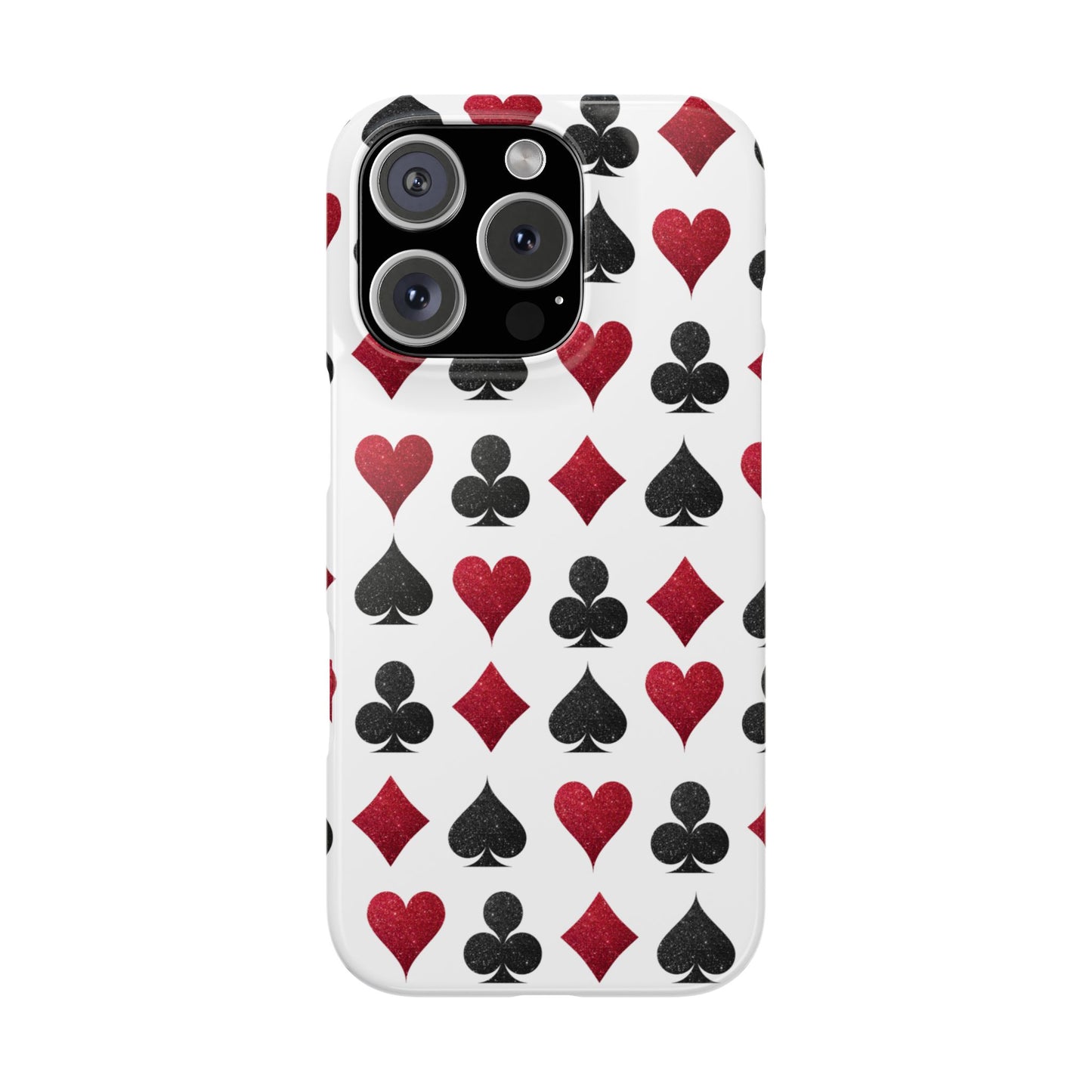 Stylish Playing Card Slim Phone Case - Red & Black Design