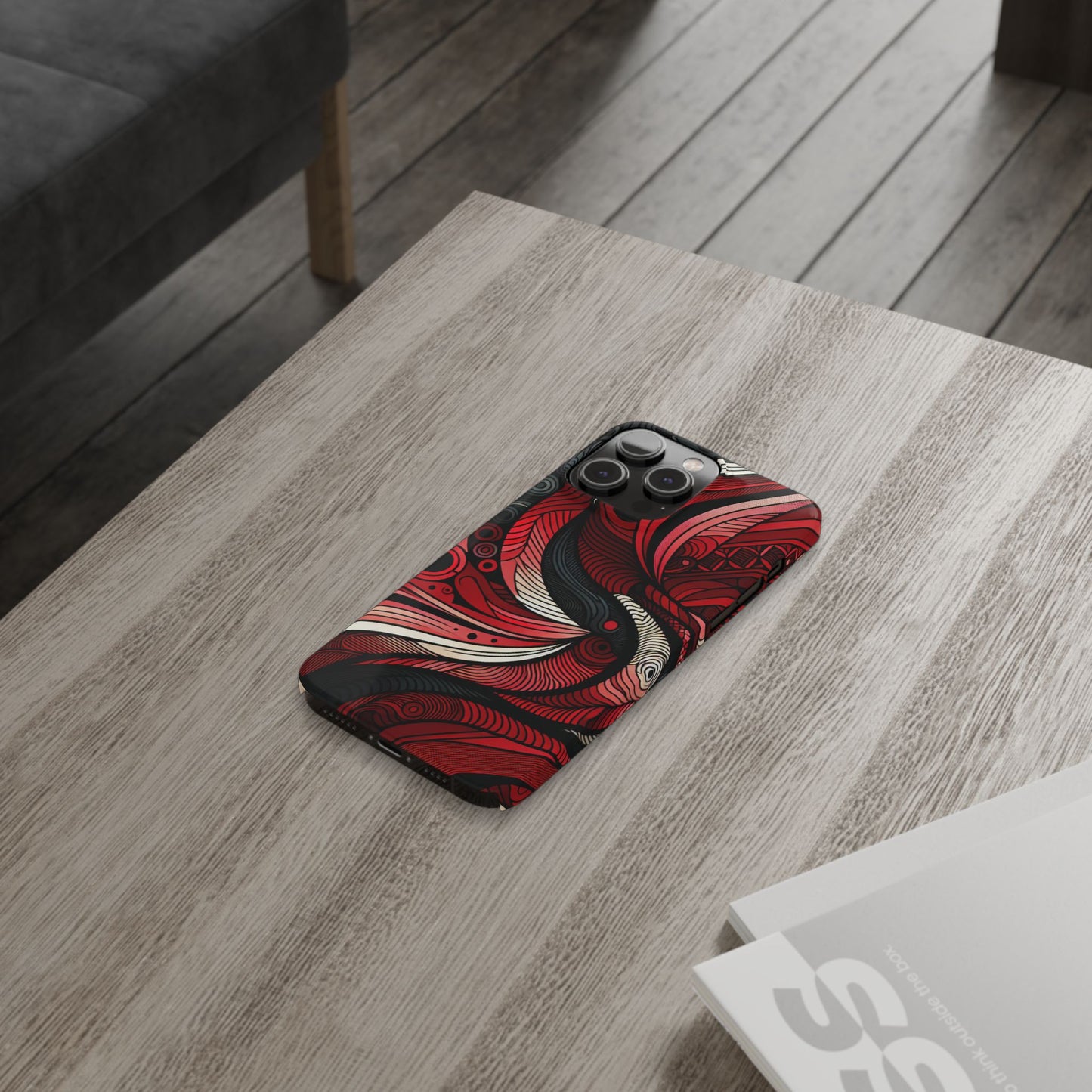 Artistic Red Swirl Slim Phone Case - Trendy Design for Stylish Protection