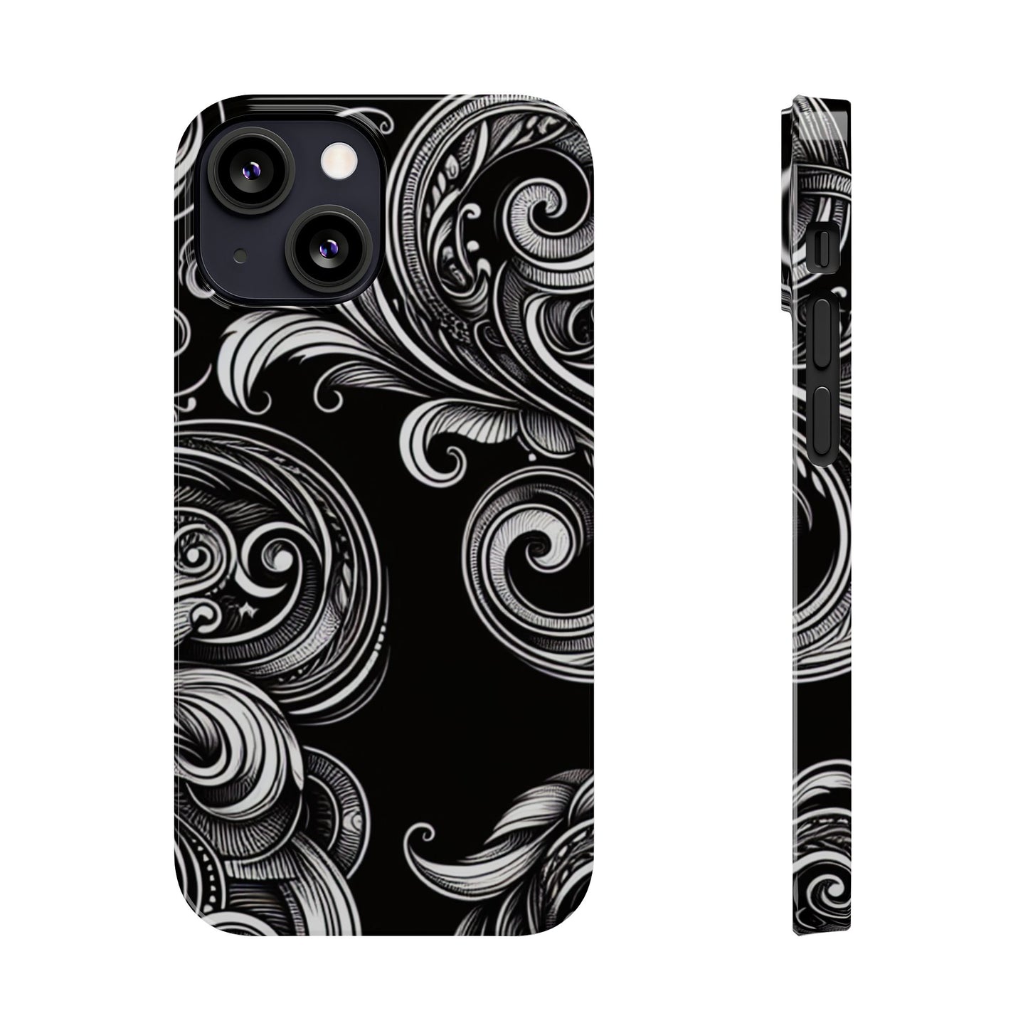 Elegant Black Swirl Slim Phone Case - Artistic Design for All Occasions