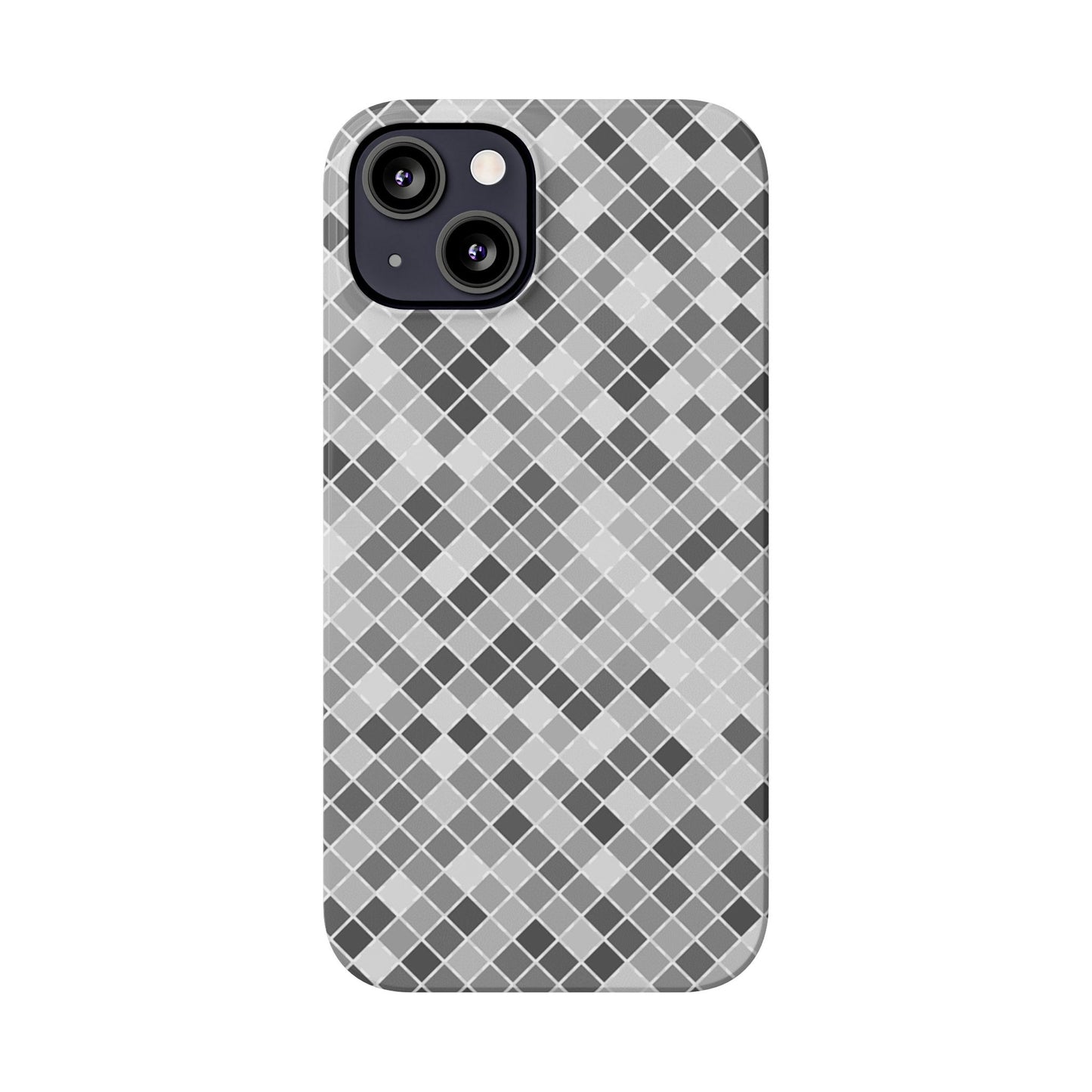 Chic Grey Mosaic Slim Phone Case - Stylish Protection for Modern Lifestyle