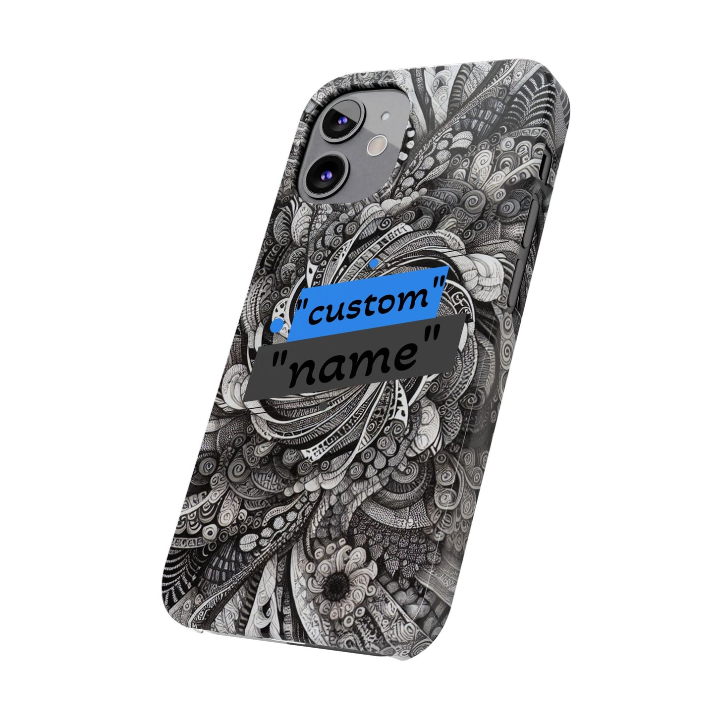 Customizable Slim Phone Cases - Personalized Black Swirl Design