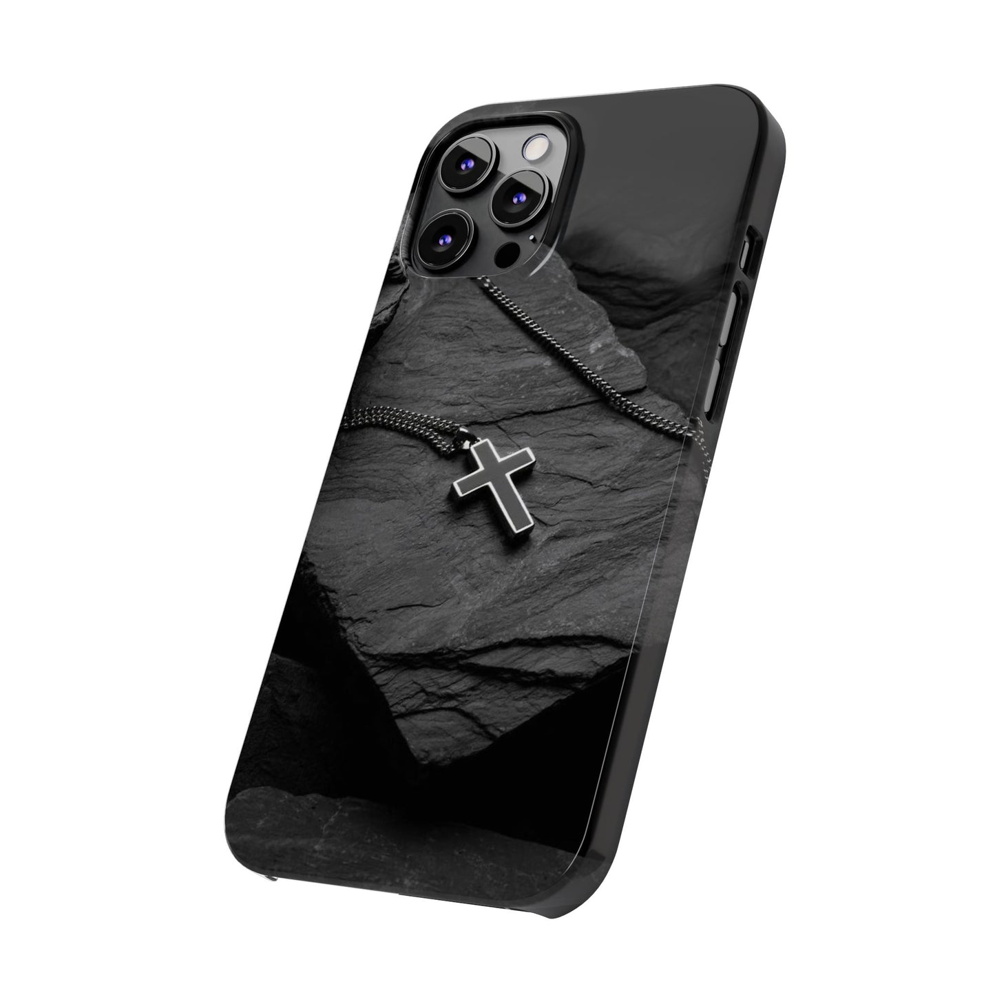 Minimalist Black Cross Slim Phone Case - Stylish & Modern Design