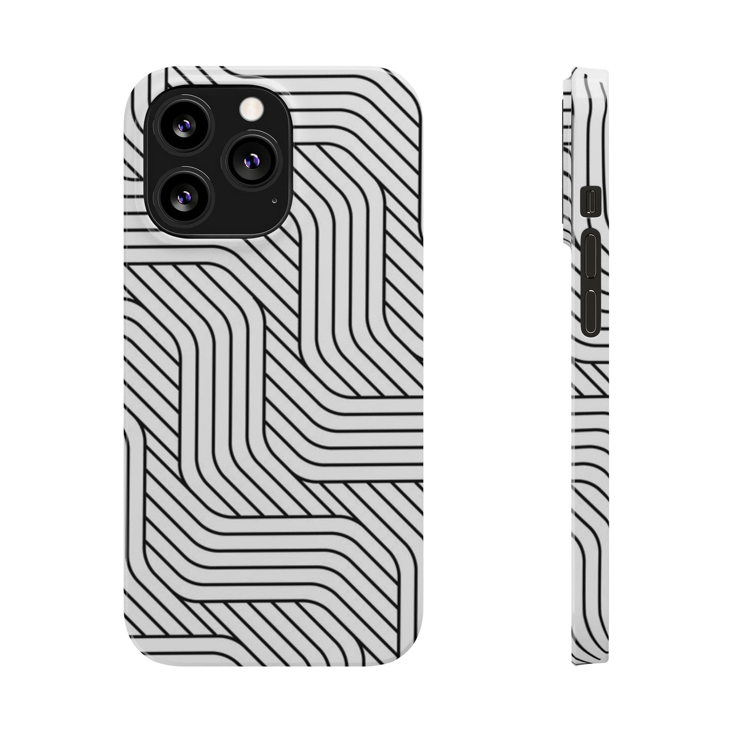 Stylish Geometric Slim Phone Case - Sleek Black and White Design for Minimalist Aesthetics