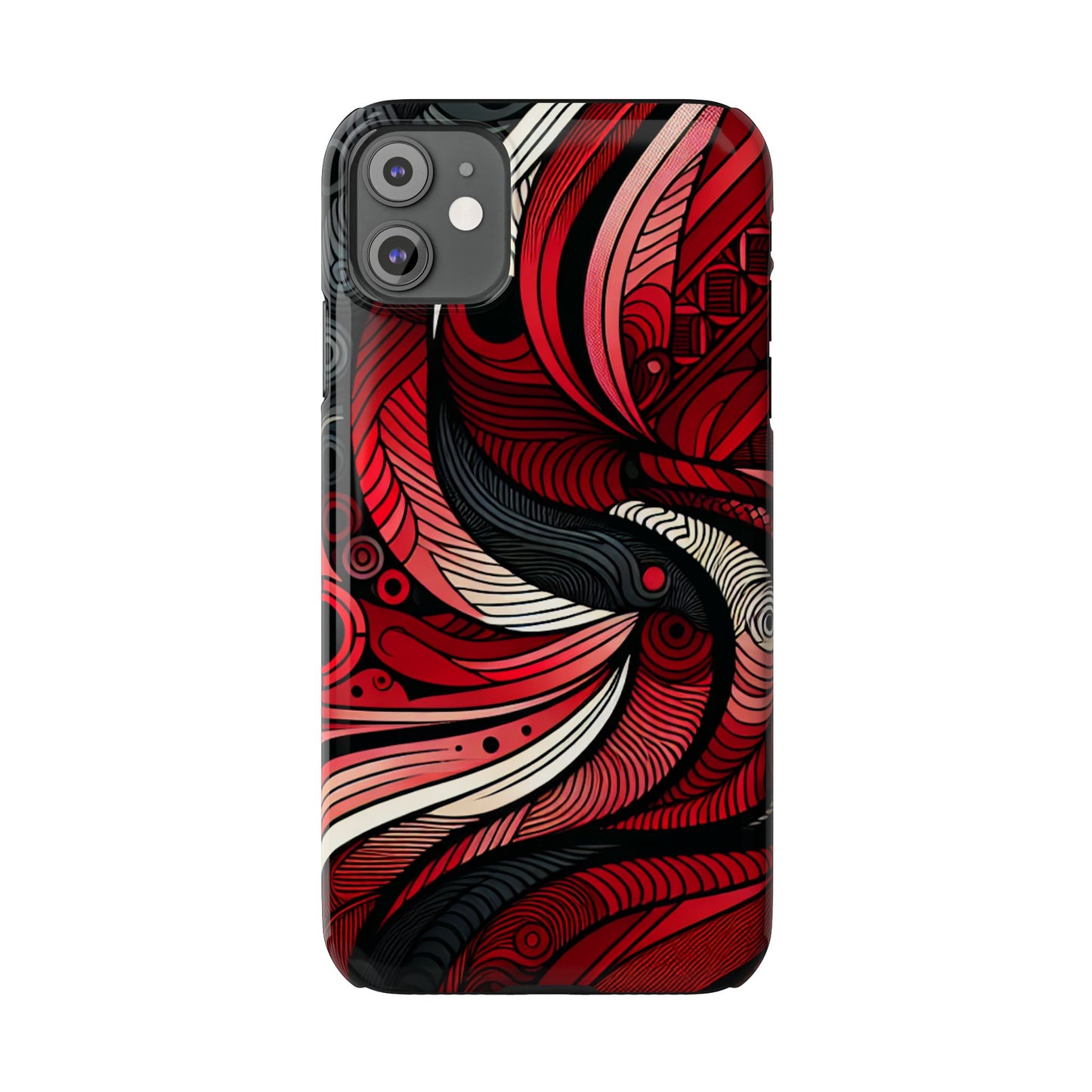 Artistic Red Swirl Slim Phone Case - Trendy Design for Stylish Protection