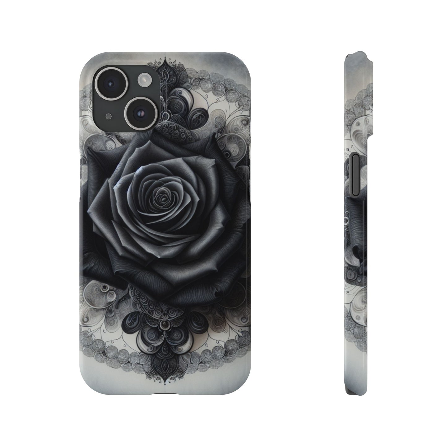 Elegant Black Rose Slim Phone Case for Stylish Protection