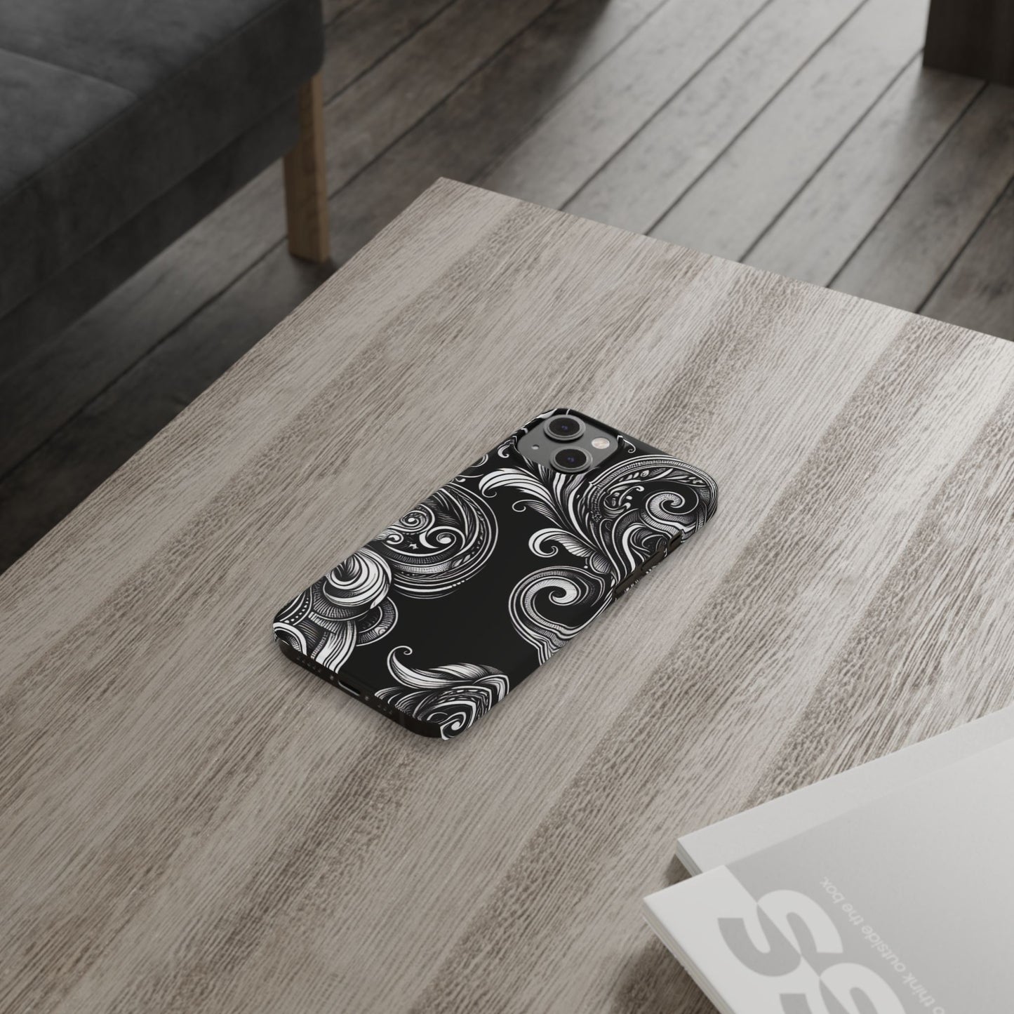 Elegant Black Swirl Slim Phone Case - Artistic Design for All Occasions