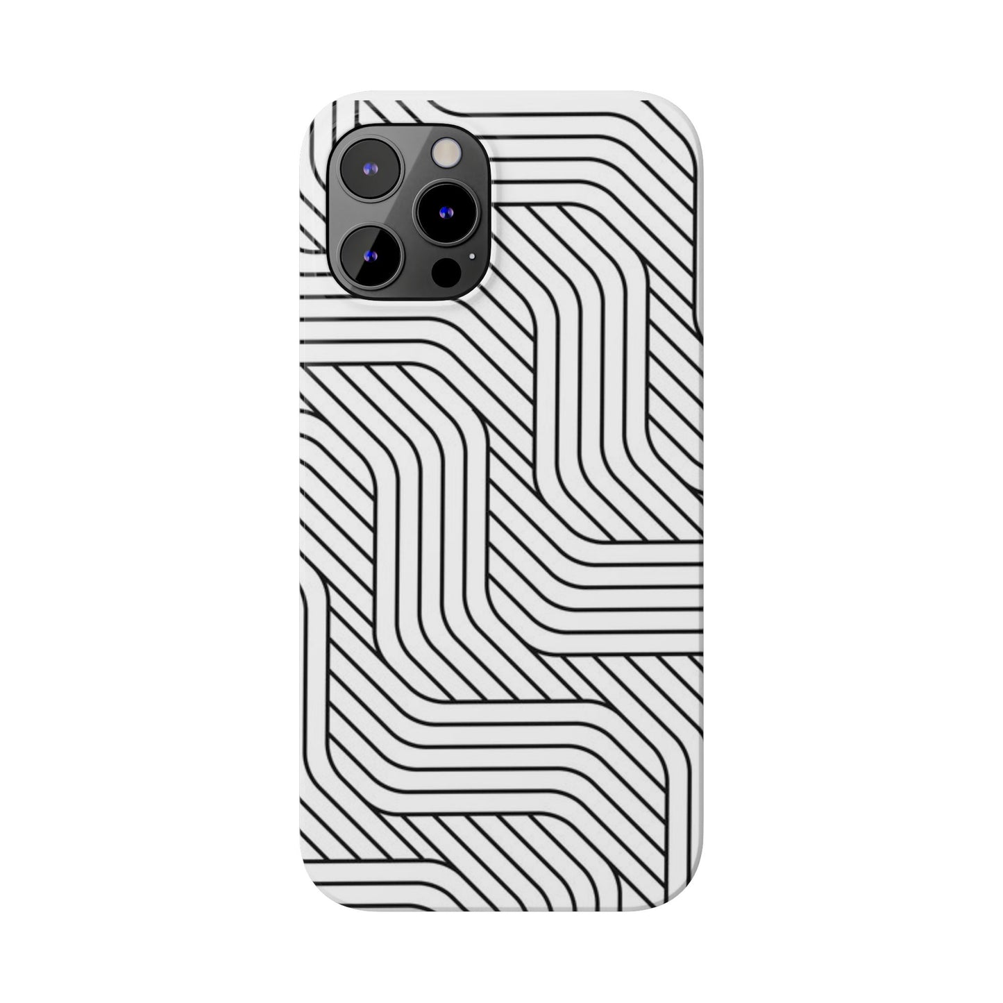 Stylish Geometric Slim Phone Case - Sleek Black and White Design for Minimalist Aesthetics