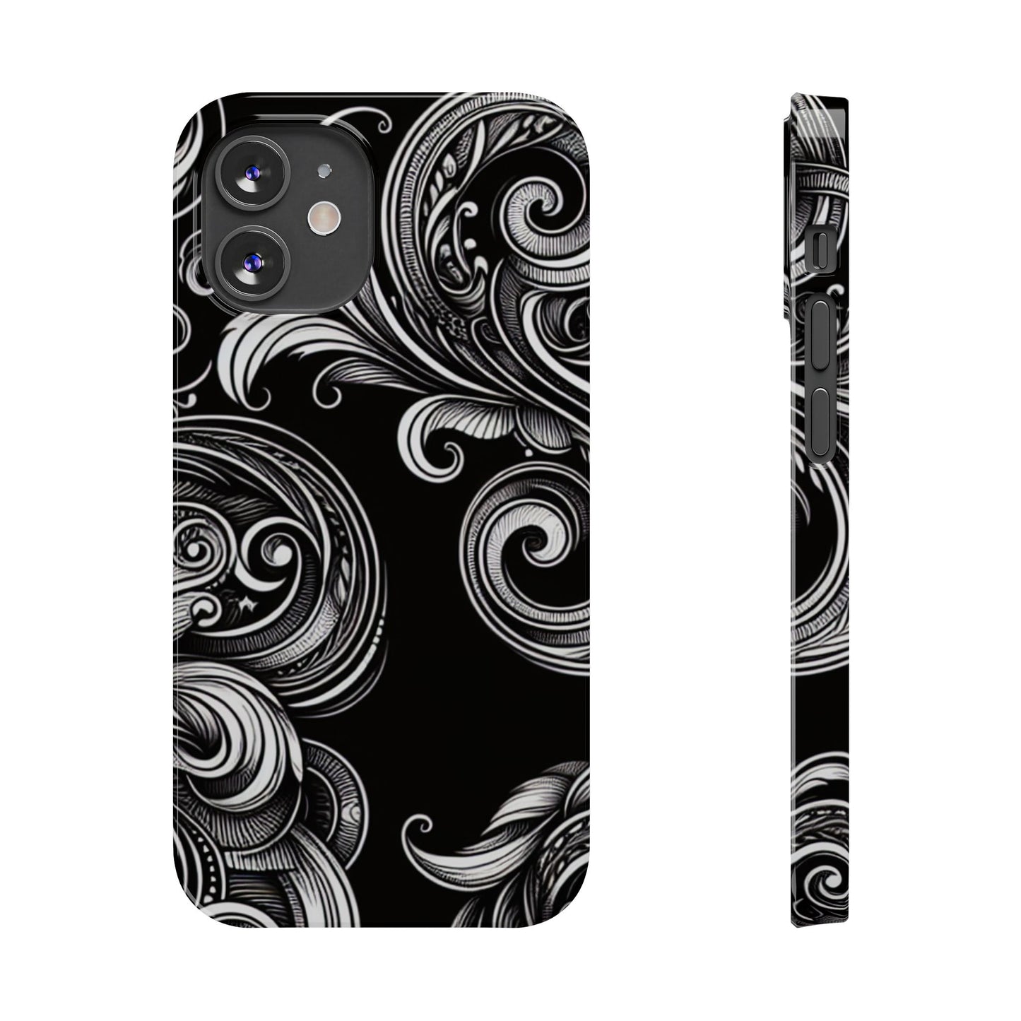 Elegant Black Swirl Slim Phone Case - Artistic Design for All Occasions