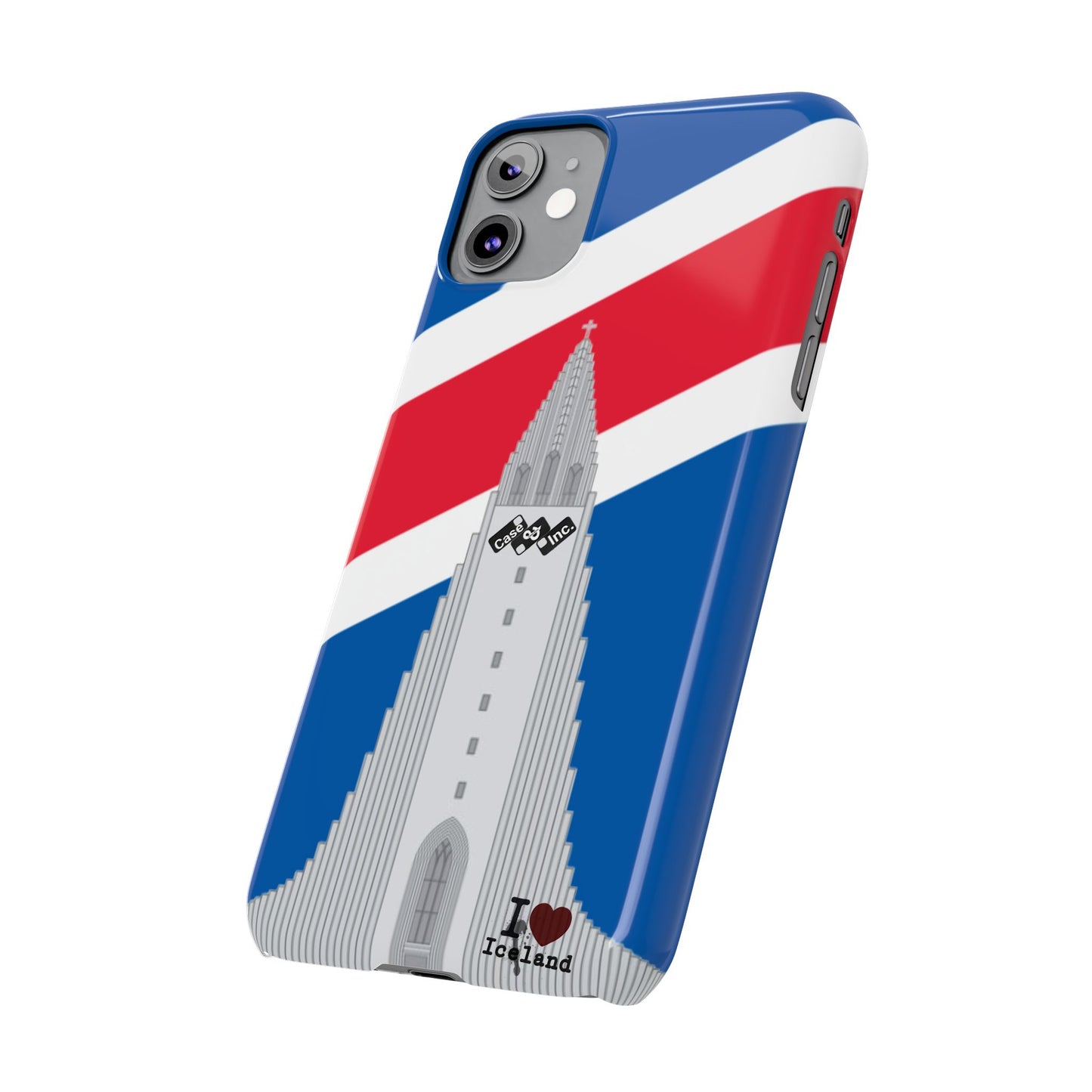 I Love Iceland Slim Phone Case - Colorful Reykjavík Landmark Design