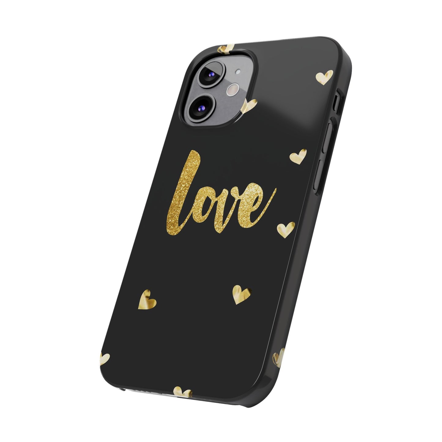 Glitter Love Slim Phone Case - Stylish Black Love Design