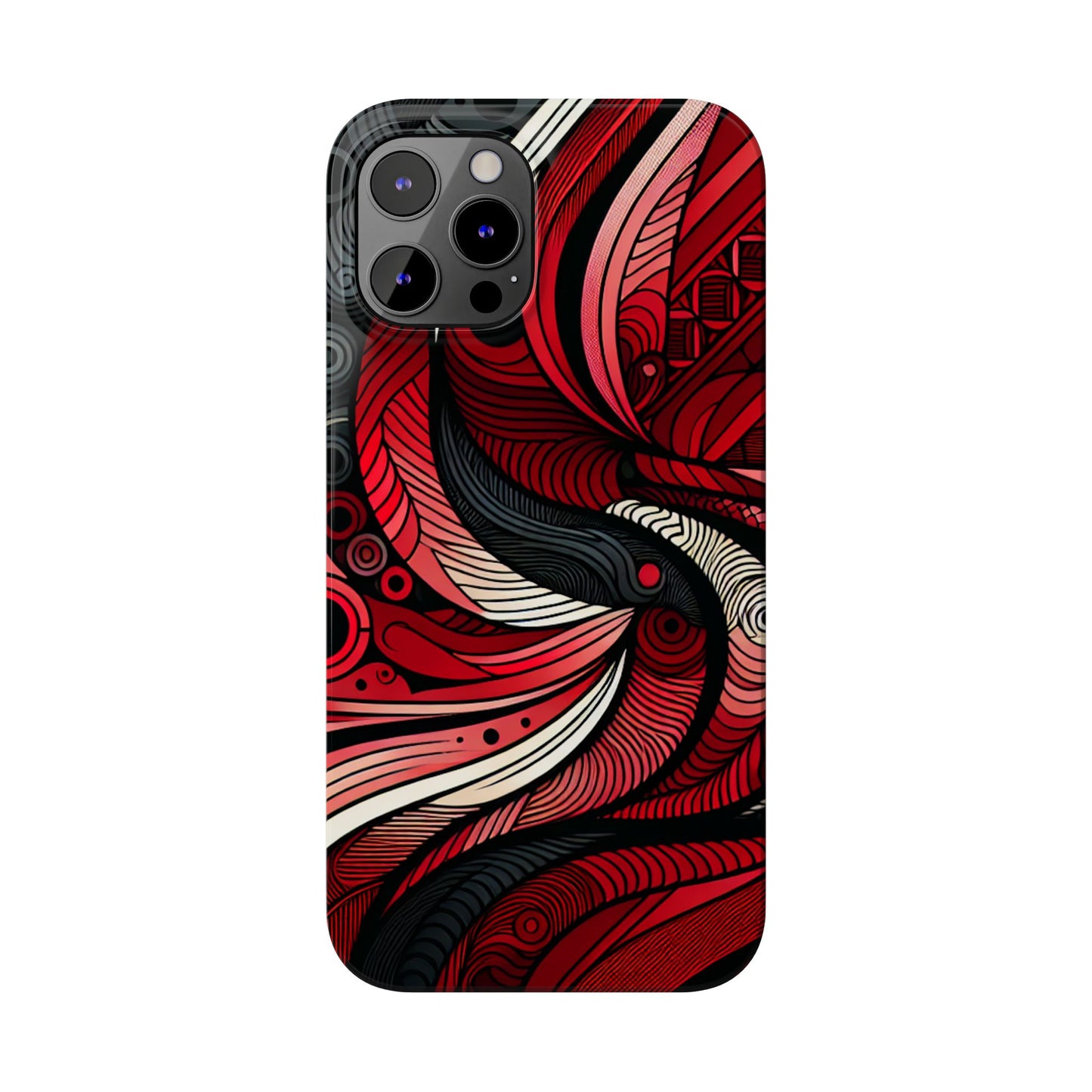 Artistic Red Swirl Slim Phone Case - Trendy Design for Stylish Protection