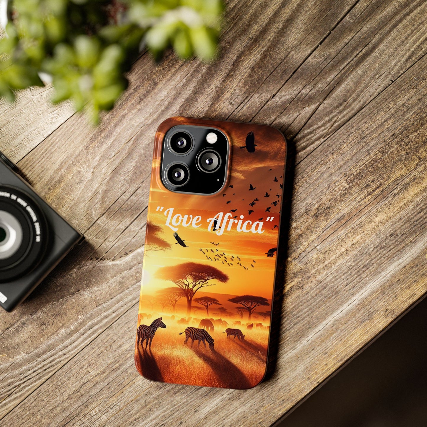 Slim Phone Case - "Love Africa" Sunset Design - Perfect Gift for Nature Lovers