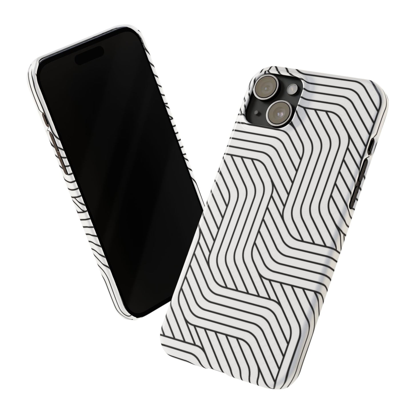 Stylish Geometric Slim Phone Case - Sleek Black and White Design for Minimalist Aesthetics