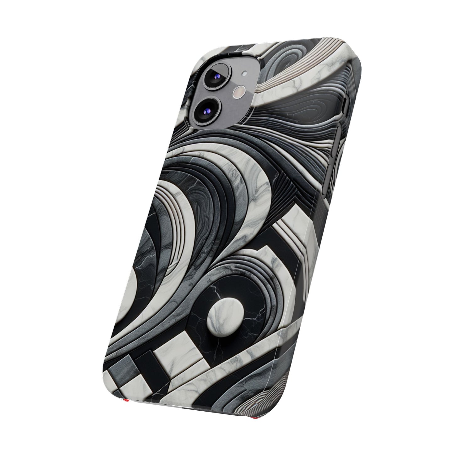 Elegant Marble Slim Phone Case - Stylish Black & White Design