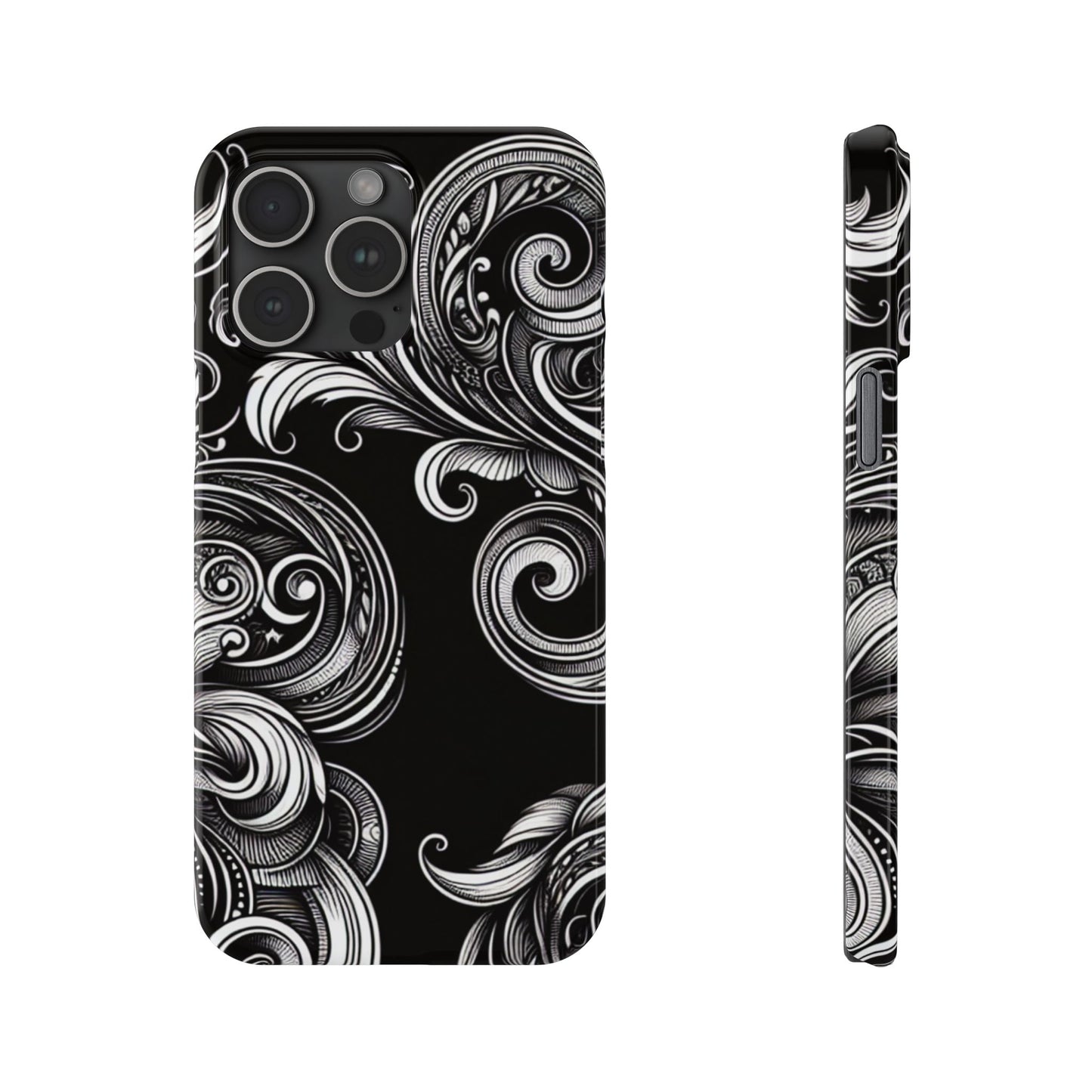 Elegant Black Swirl Slim Phone Case - Artistic Design for All Occasions