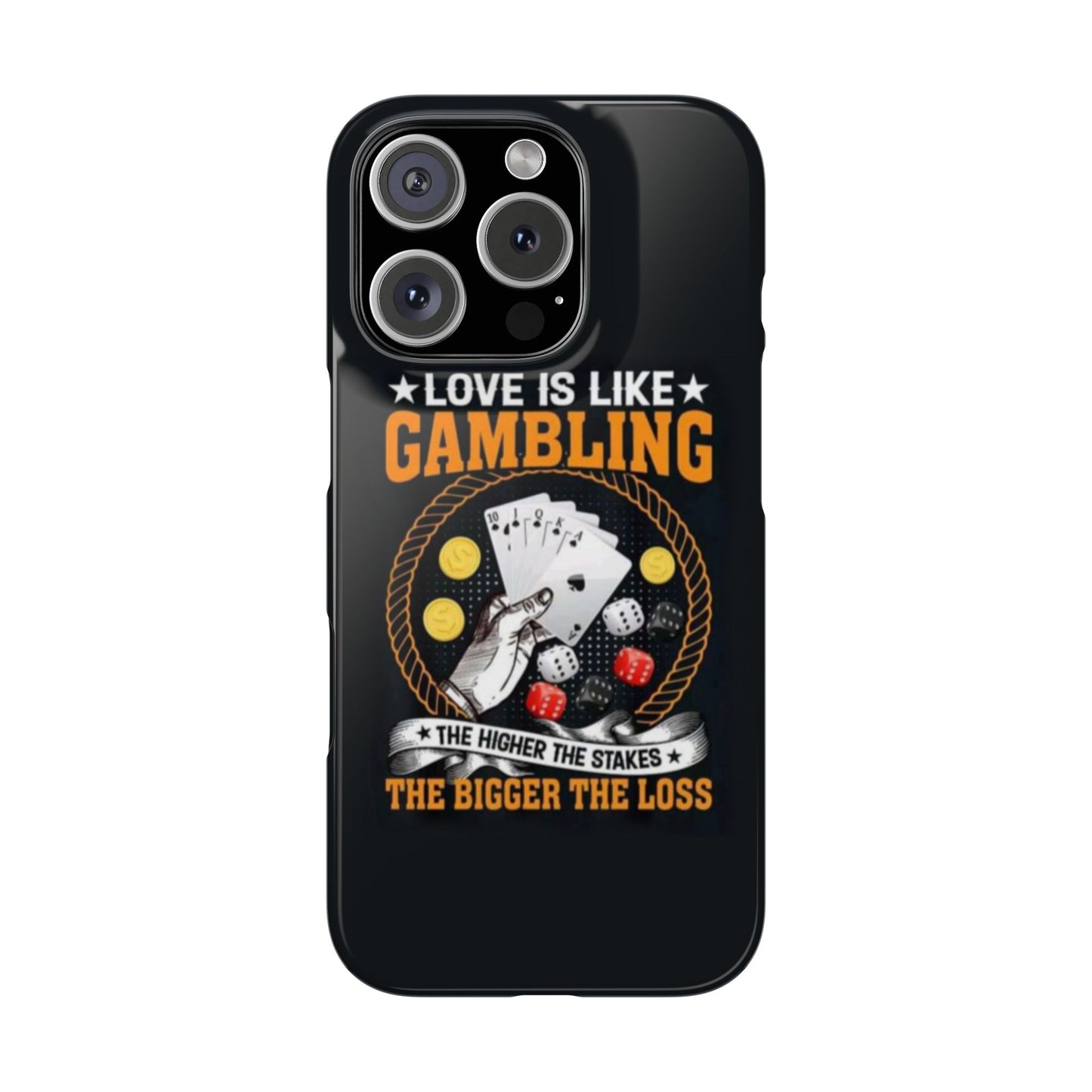 Gambling-Themed Slim Phone Case - 'Love is Like Gambling' Design