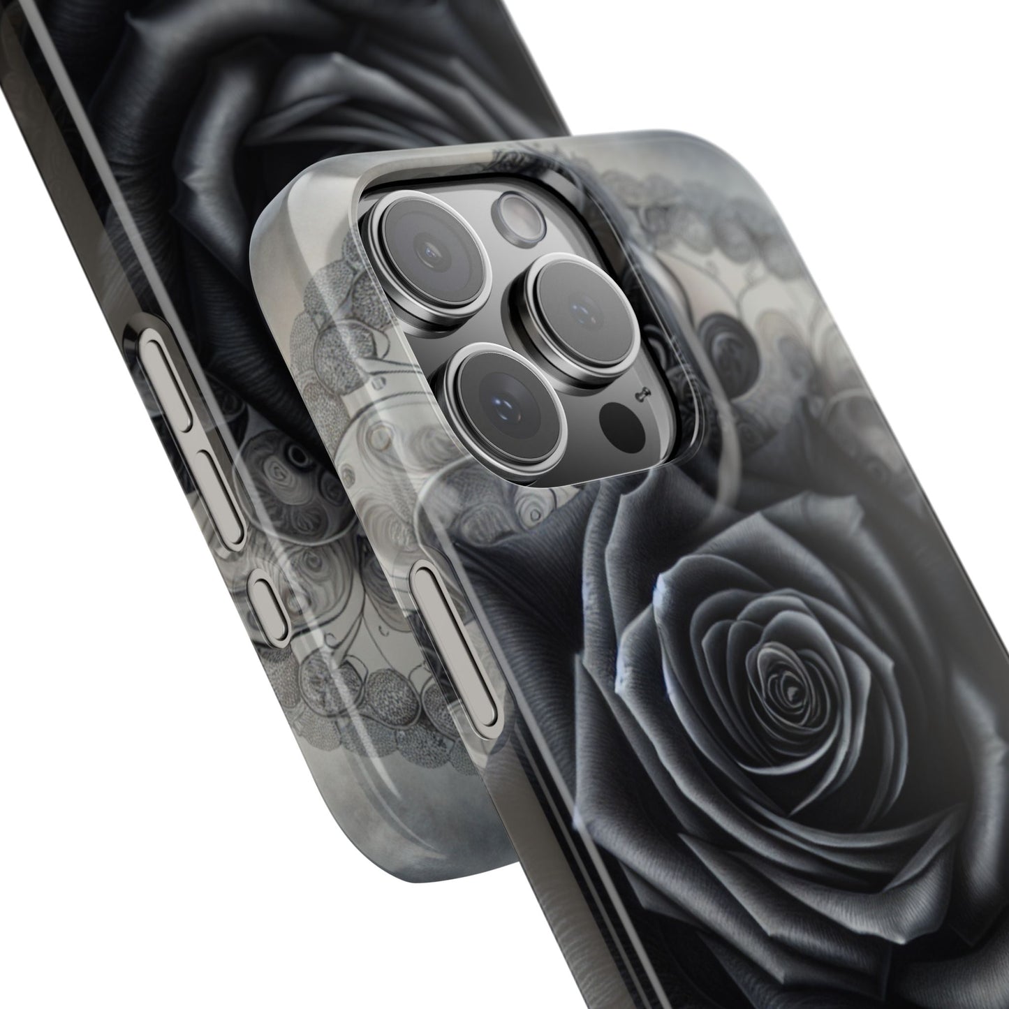 Elegant Black Rose Slim Phone Case for Stylish Protection