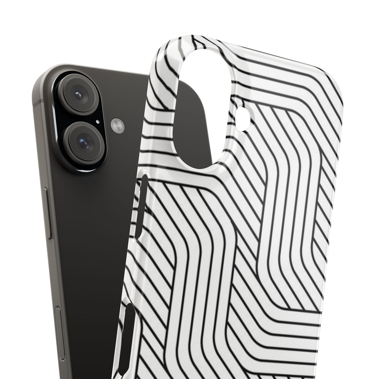 Stylish Geometric Slim Phone Case - Sleek Black and White Design for Minimalist Aesthetics