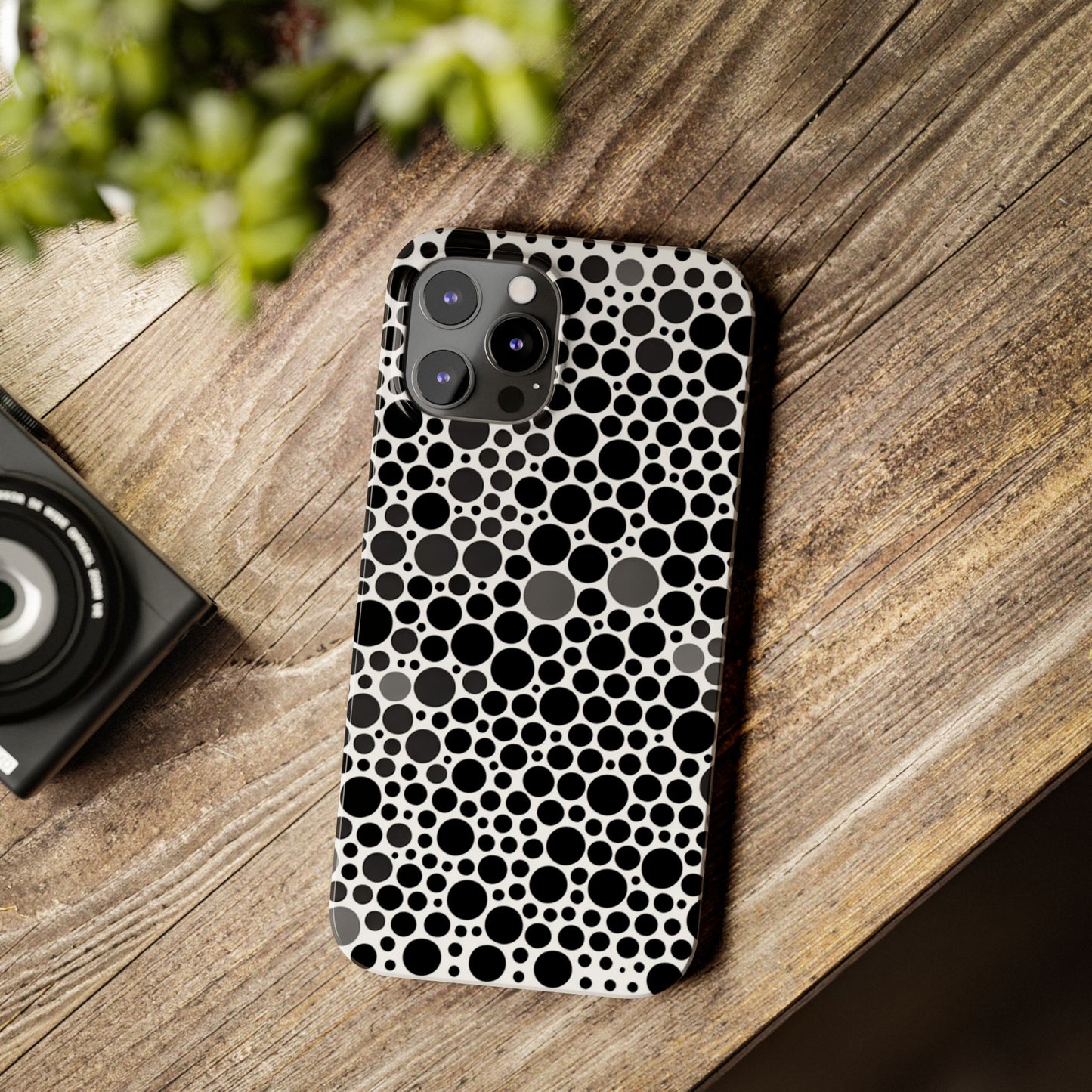 Modern Black Polka Dot Slim Phone Case - Stylish & Protective Cover