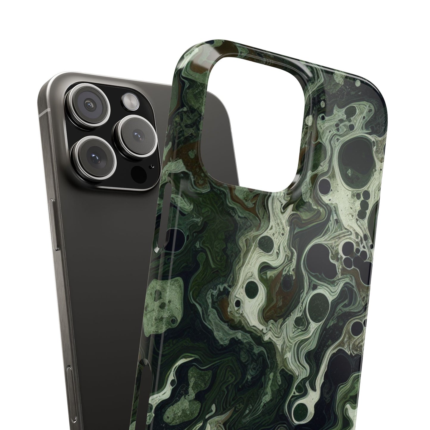 Marbled Green Slim Phone Case - Stylish Protection for Nature Lovers