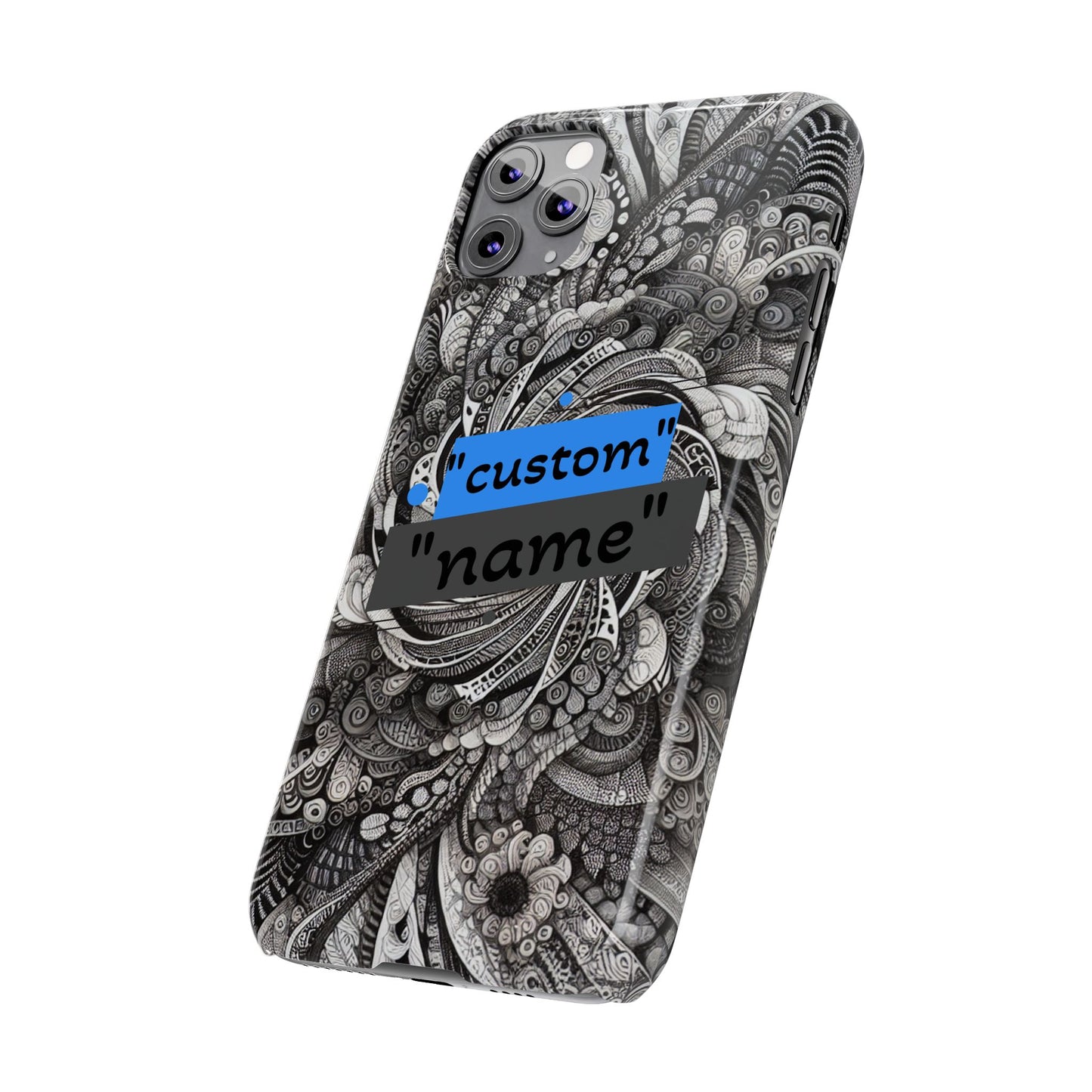 Customizable Slim Phone Cases - Personalized Black Swirl Design