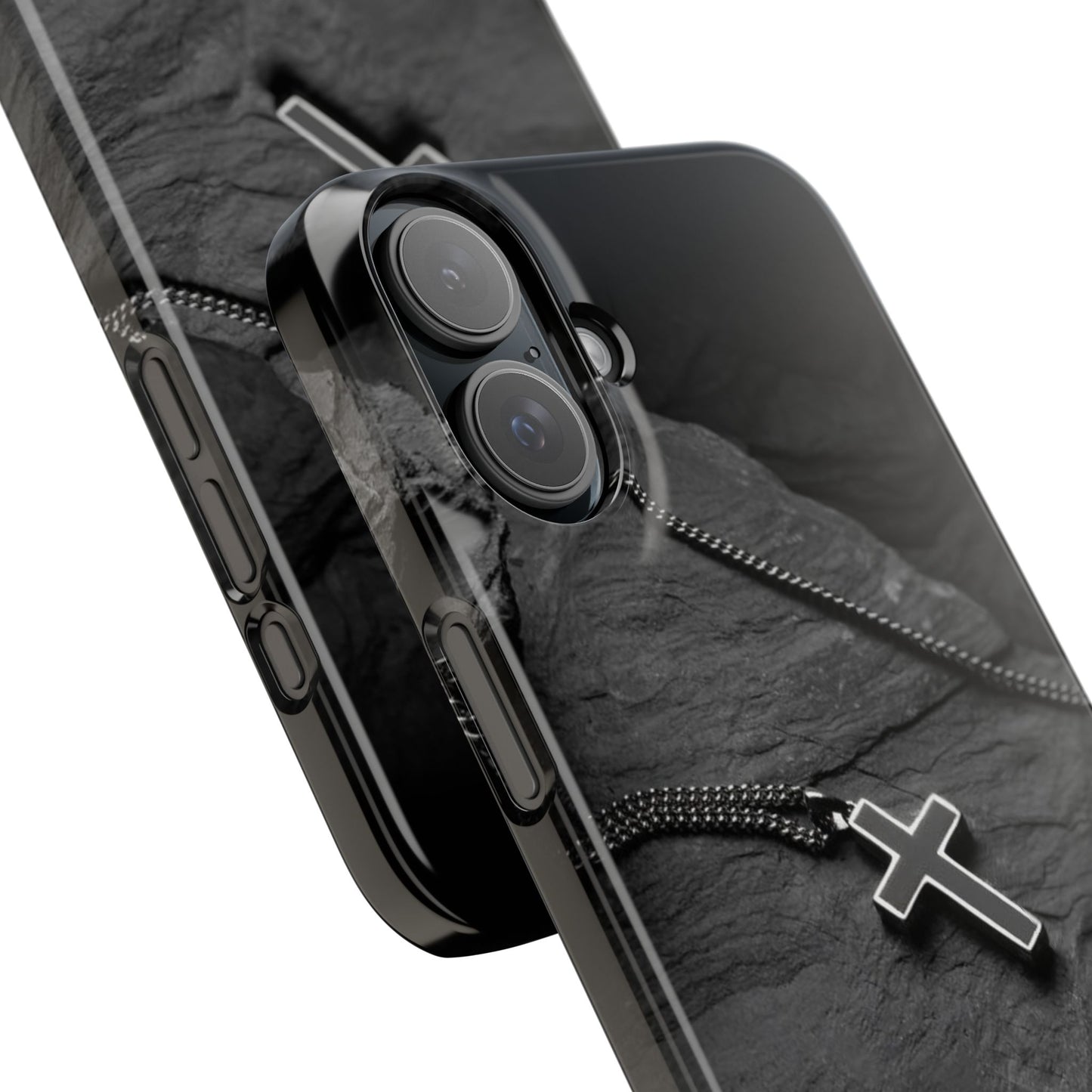 Minimalist Black Cross Slim Phone Case - Stylish & Modern Design