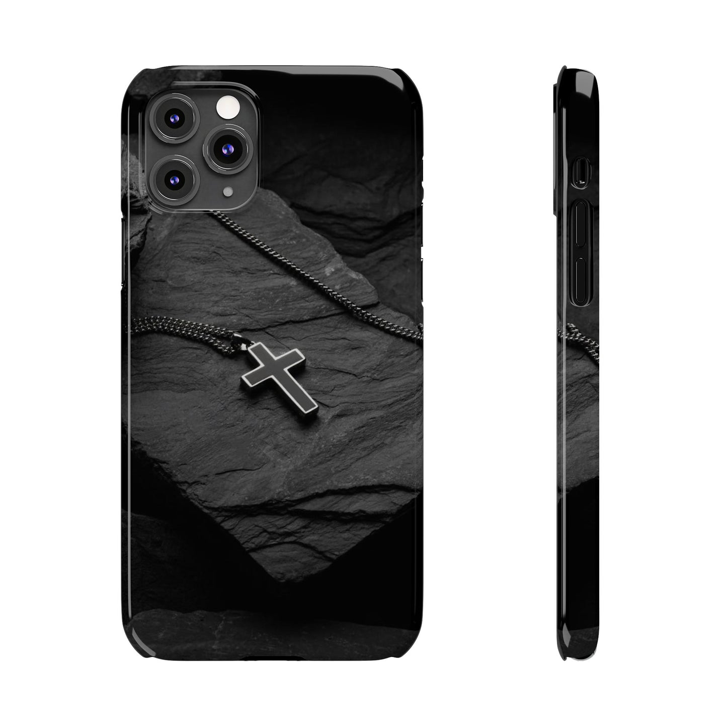 Minimalist Black Cross Slim Phone Case - Stylish & Modern Design