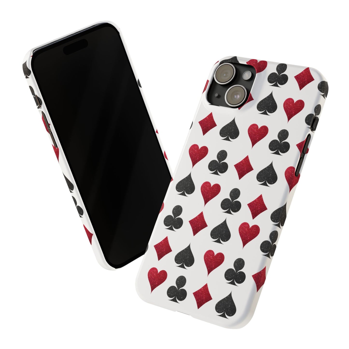 Stylish Playing Card Slim Phone Case - Red & Black Design