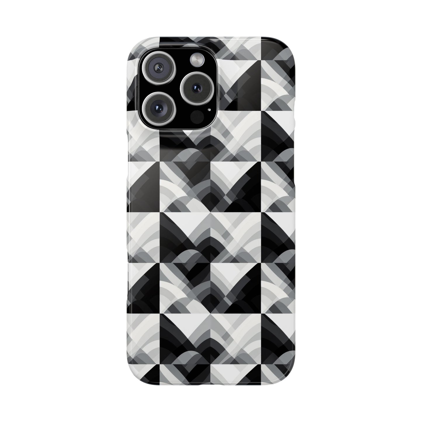 Stylish Black and Gray Slim Phone Case - Geometric Pattern for Modern Aesthetics