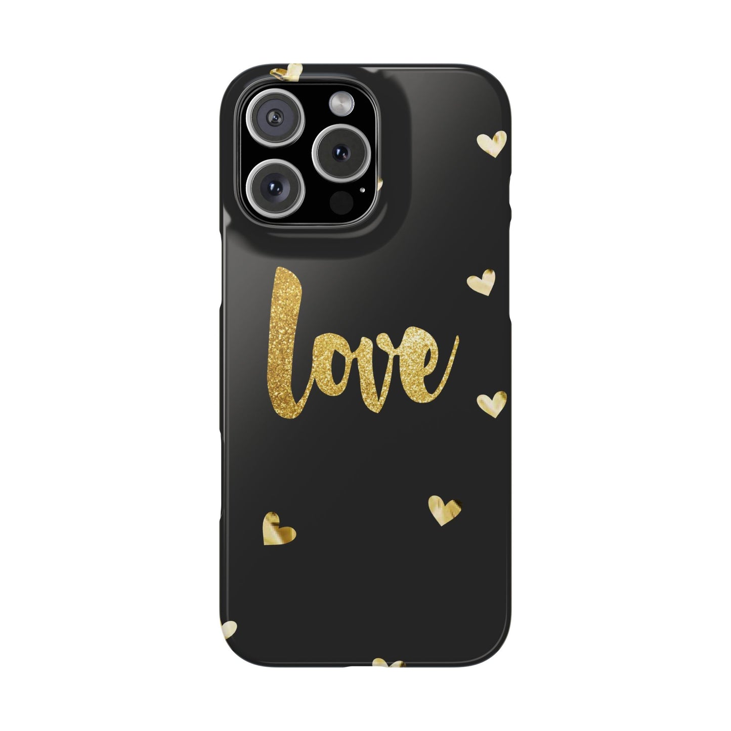 Glitter Love Slim Phone Case - Stylish Black Love Design