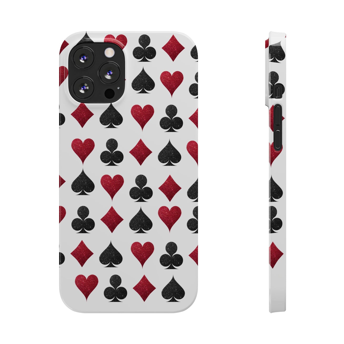 Stylish Playing Card Slim Phone Case - Red & Black Design