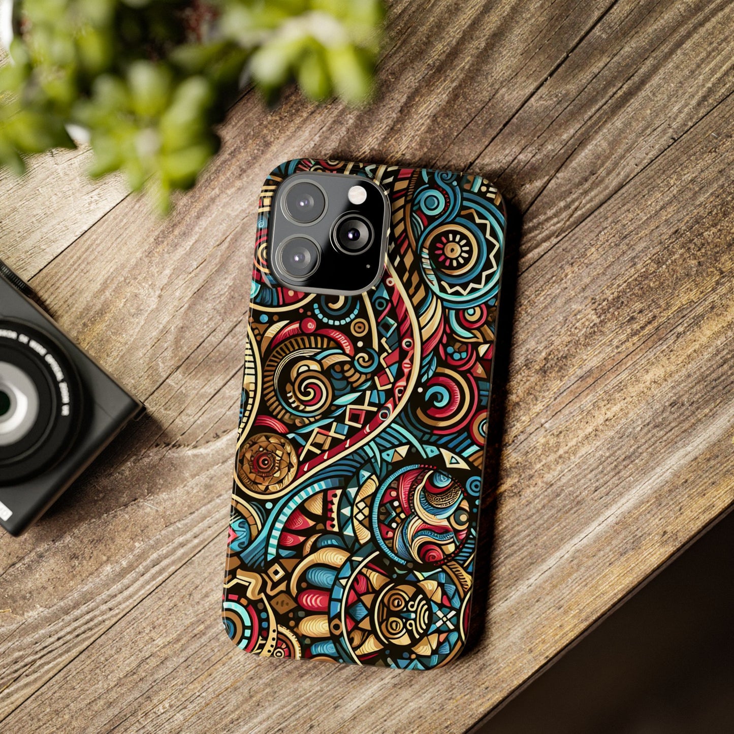 Vibrant Bohemian Slim Phone Case - Artistic Swirl Design