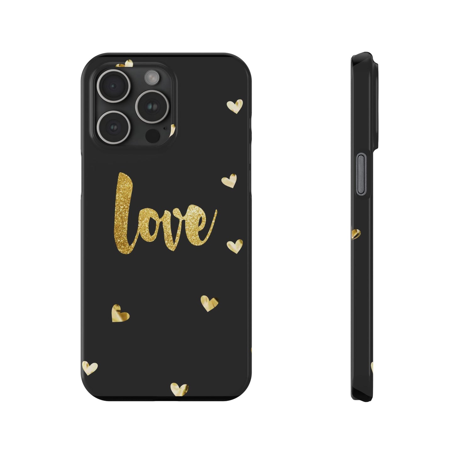 Glitter Love Slim Phone Case - Stylish Black Love Design