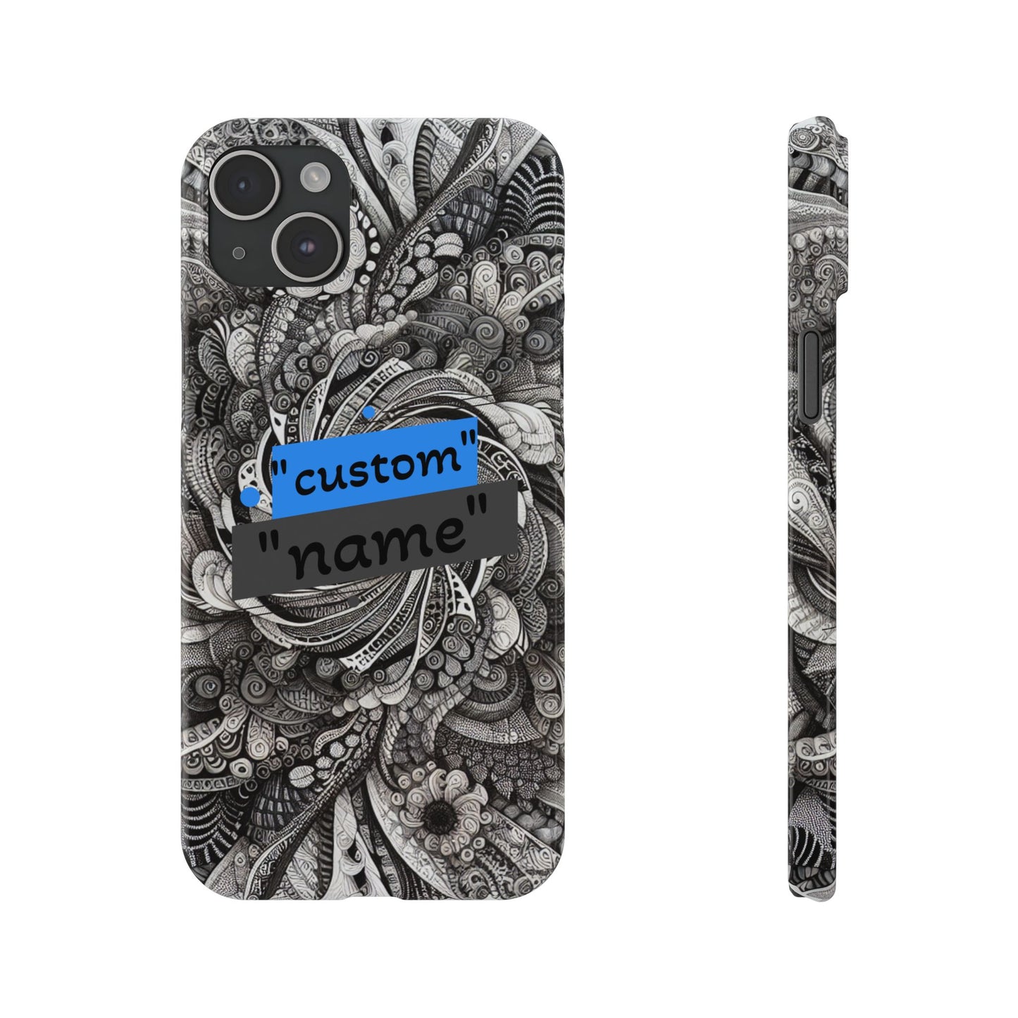 Customizable Slim Phone Cases - Personalized Black Swirl Design