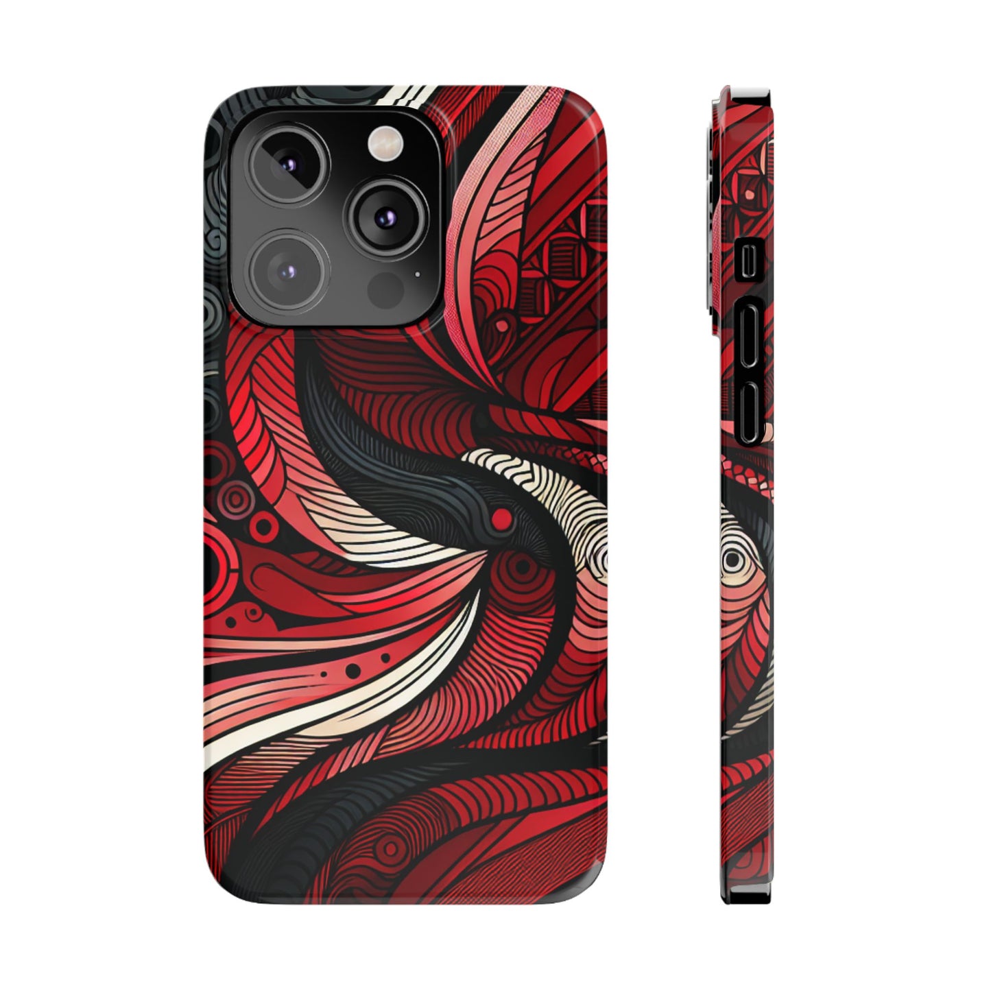 Artistic Red Swirl Slim Phone Case - Trendy Design for Stylish Protection