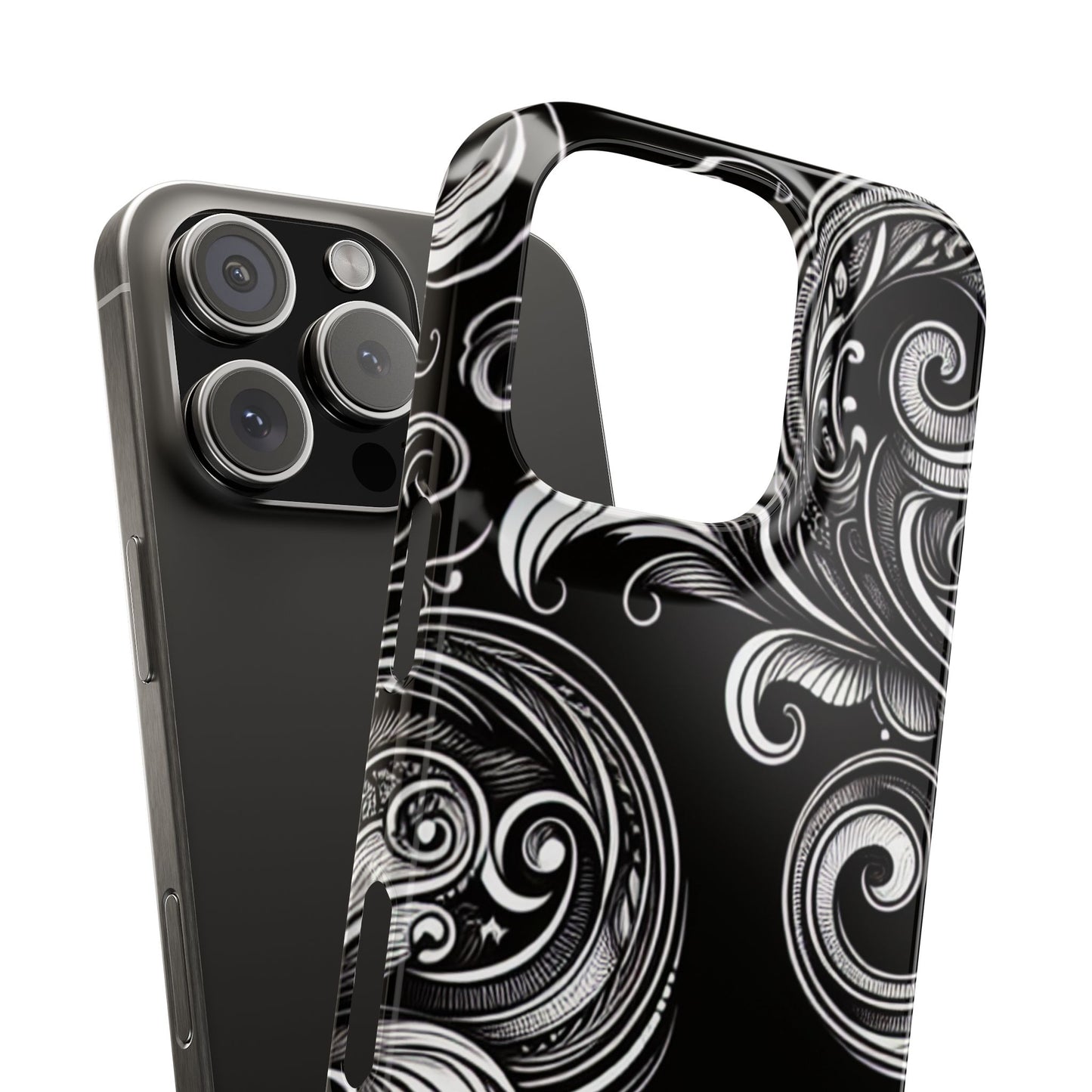 Elegant Black Swirl Slim Phone Case - Artistic Design for All Occasions